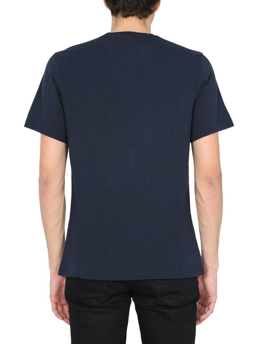 Shop Barbour Logo Embroidered T-shirt In Blue