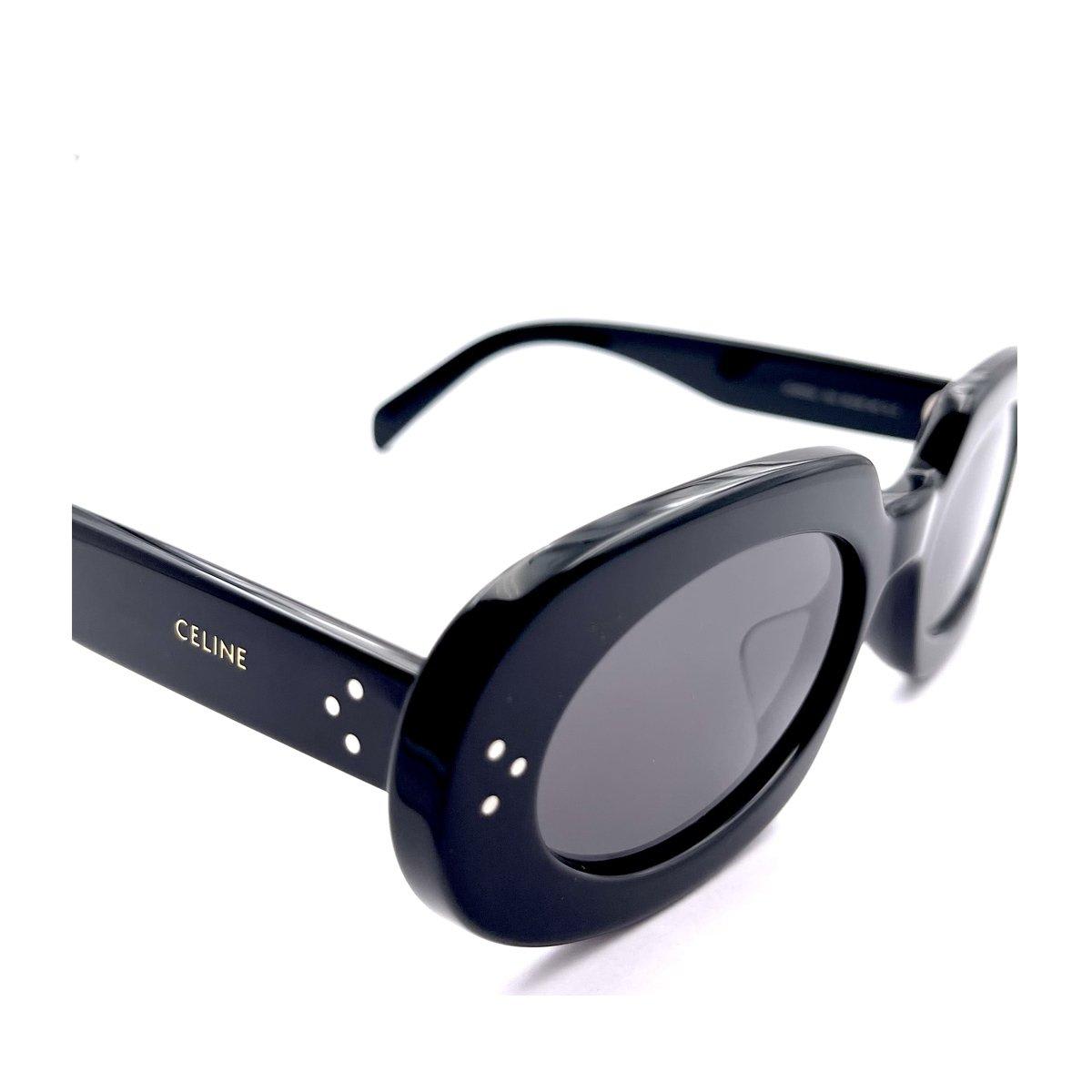 Celine Bold 3 Dots Acetate Oval Sunglasses In 01a - Black