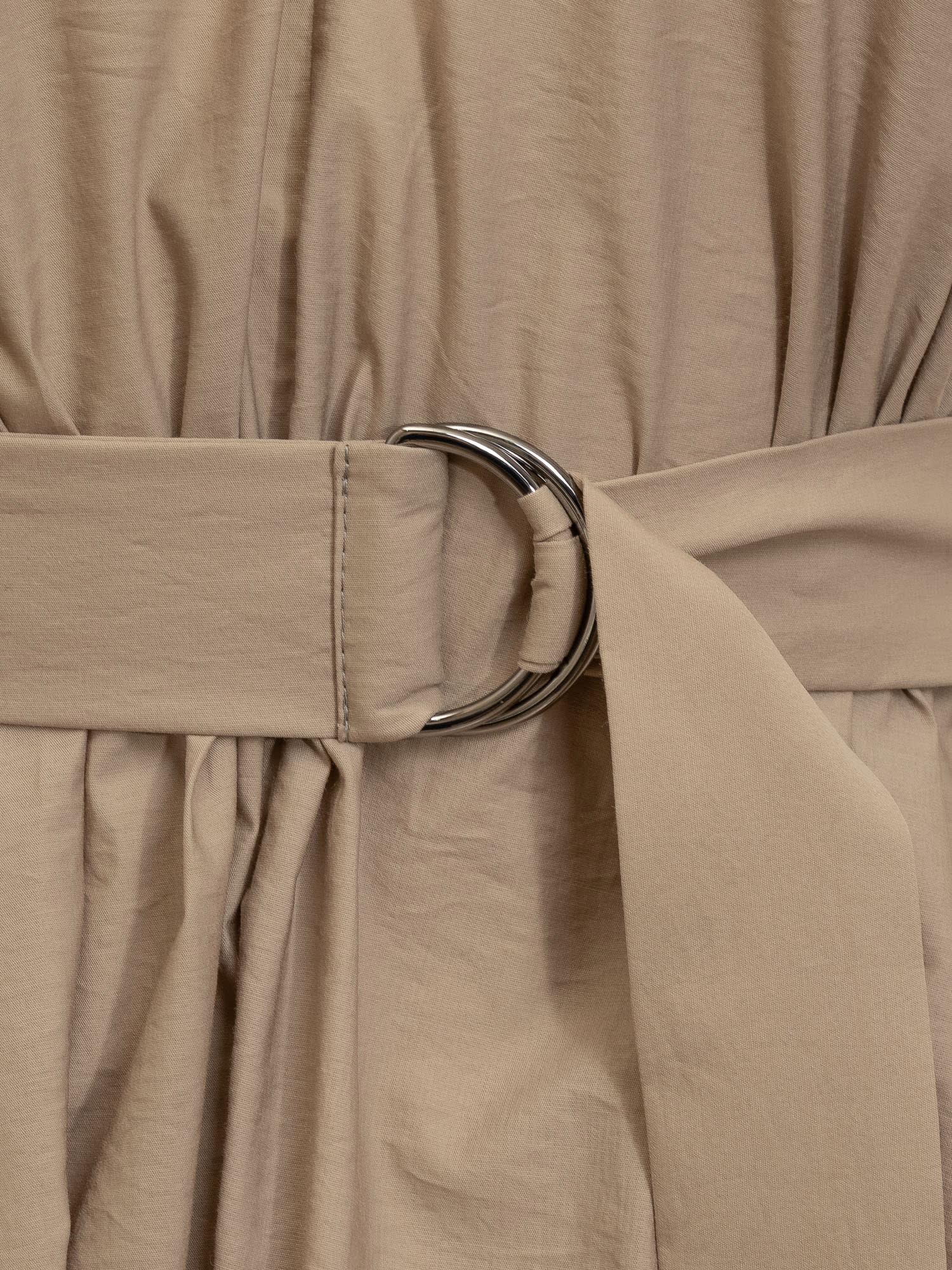 Shop Brunello Cucinelli Techno Cotton Poplin Dress With Precious Shoulder Detail In Cartone