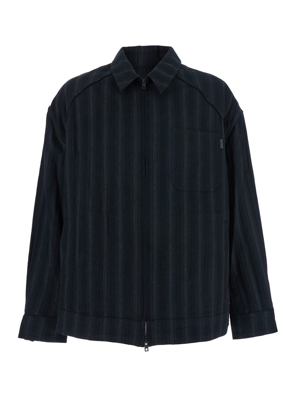 Juun. J Wool Cotton Stripe Blouson Shirts
