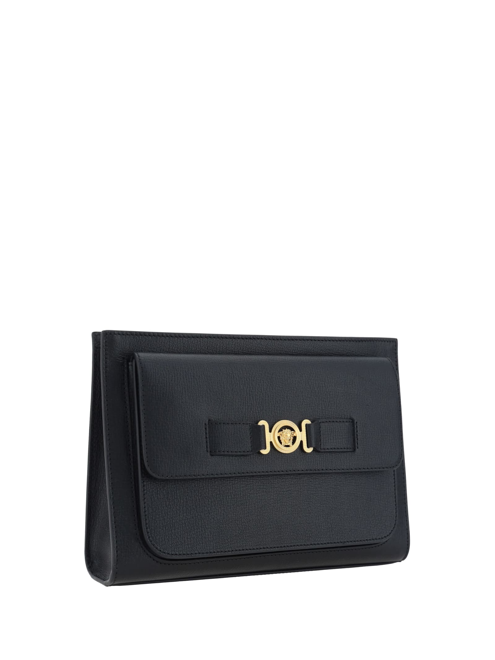 Shop Versace Clutch Bag In Black- Gold