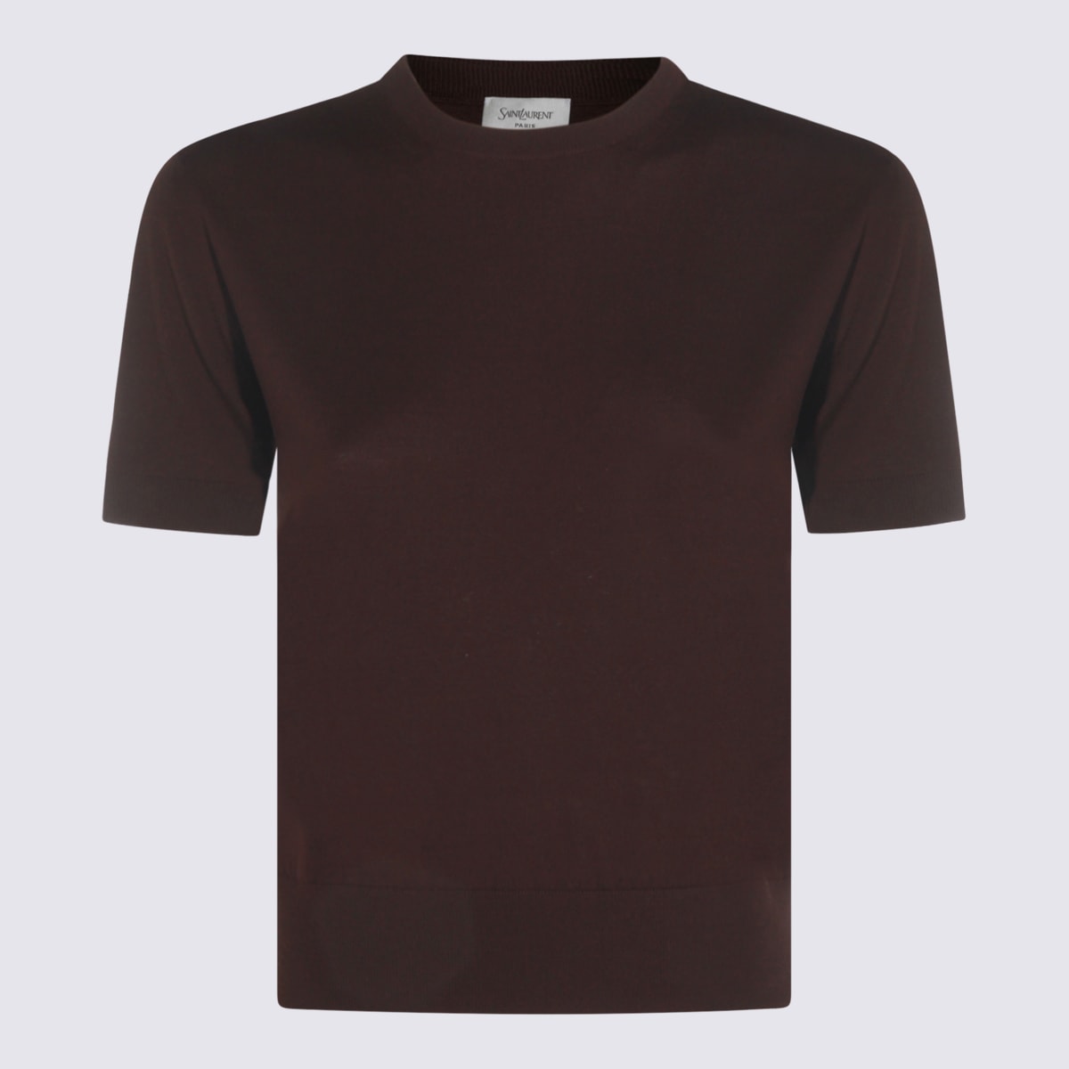 Saint Laurent Short-sleeve Crew-neck T-shirt In Brown