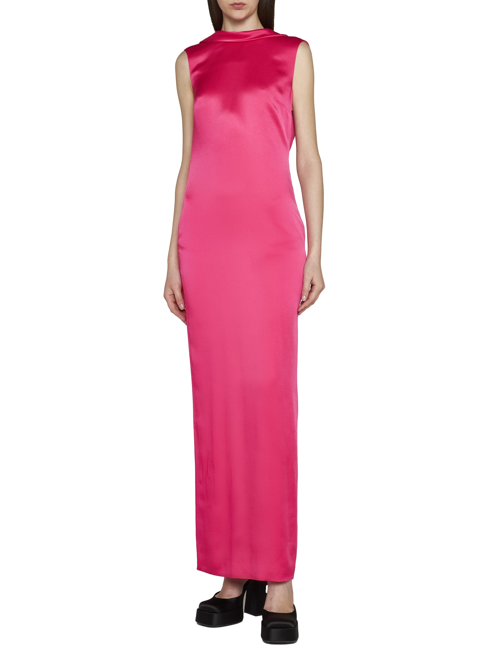 Shop Versace Dress In Tropical Pink