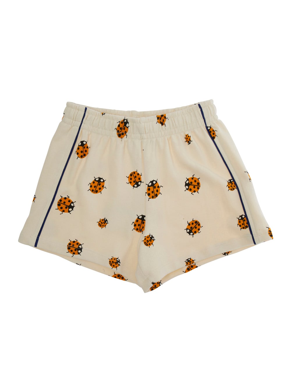 MINI RODINI WHITE SHORTS WITH ELASTIC WAIST AND ALL-OVER LADYBUG EMBROIDERY IN COTTON GIRL