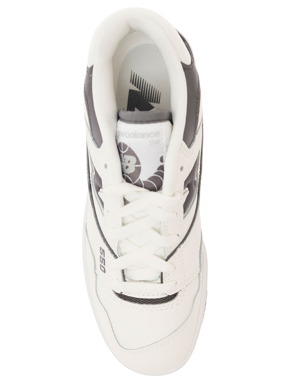Shop New Balance 550 White And Black Low Top Sneakers With Logo In Leather Woman