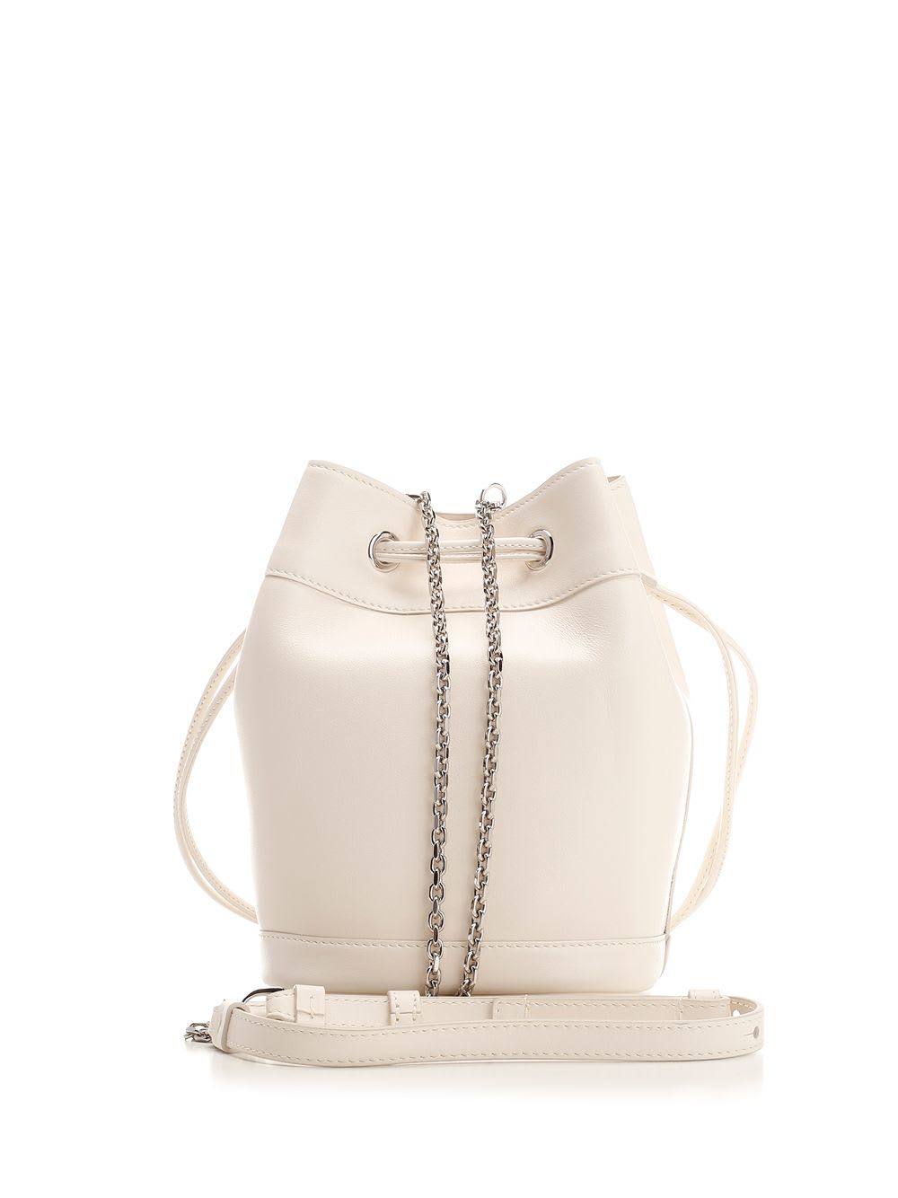 Shop Roger Vivier Très Vivier Leather Bucket Bag In White