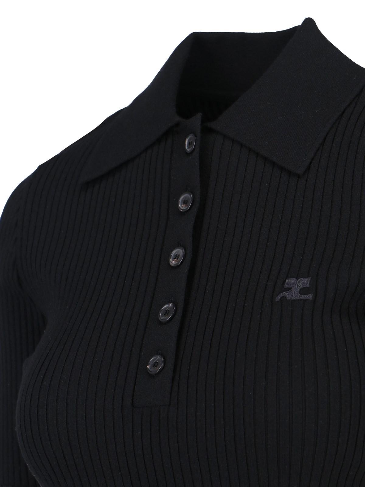 Shop Courrèges Logo Polo Shirt In Black