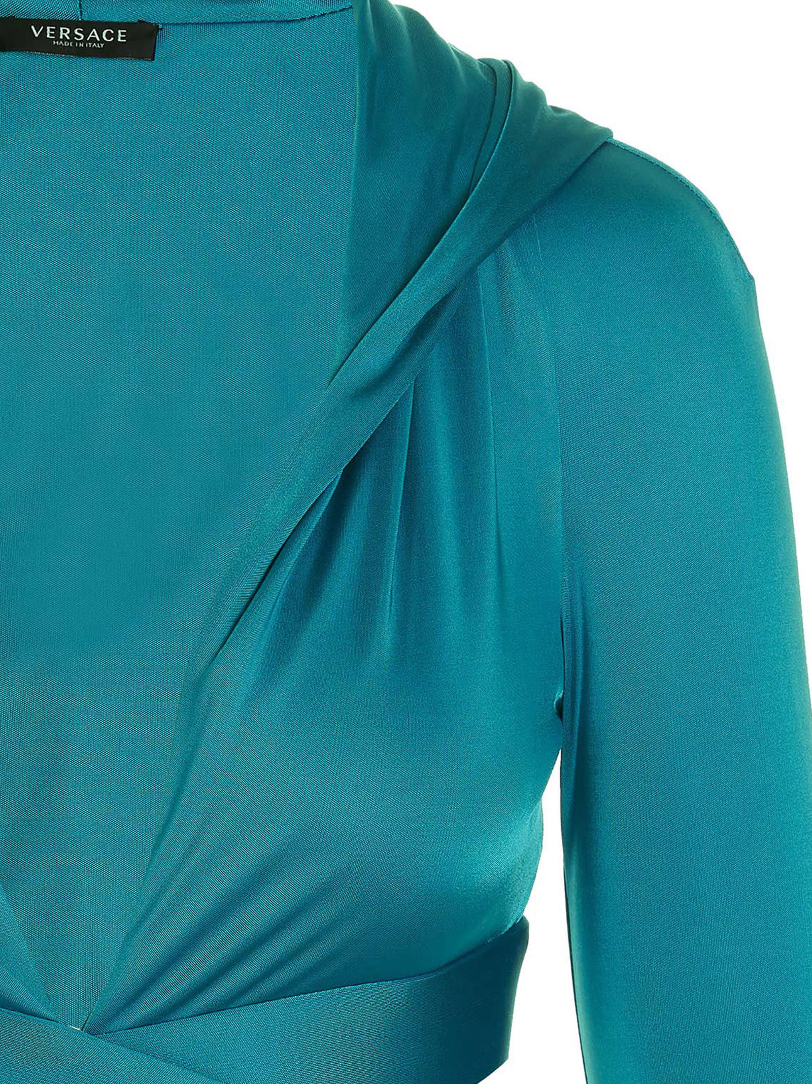 Shop Versace Biggie Hooded Top In Light Blue