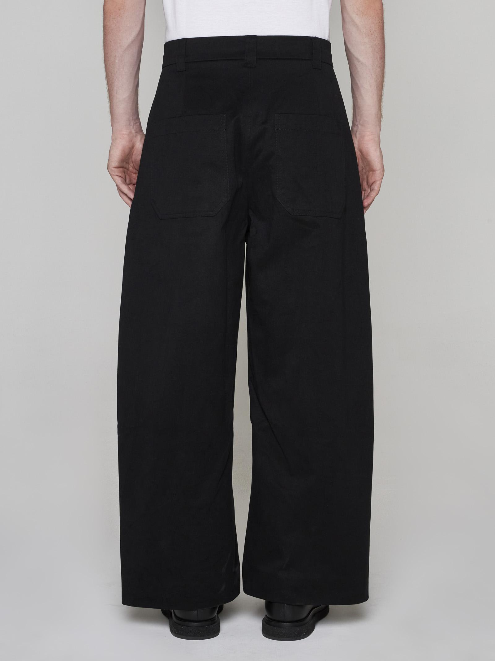 Shop Studio Nicholson Sorte Cotton Trousers In Black