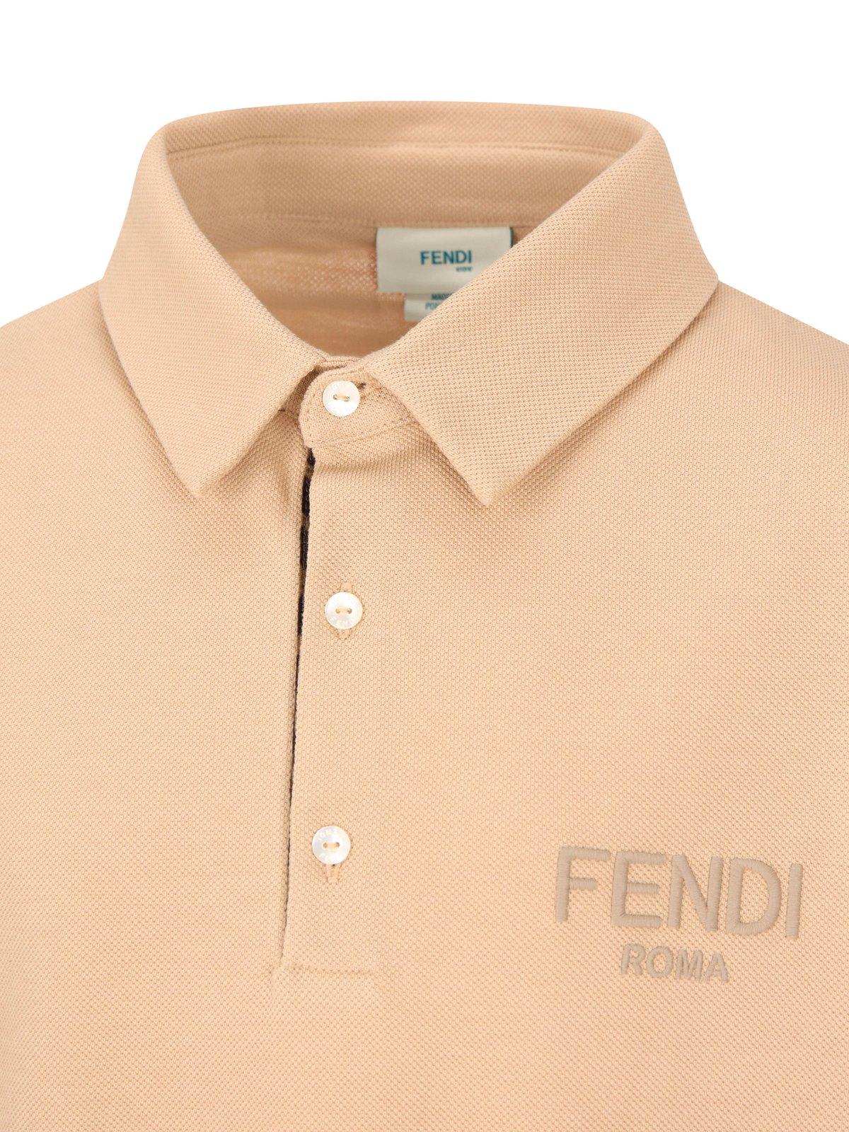Shop Fendi Logo Embroidered Polo Shirt