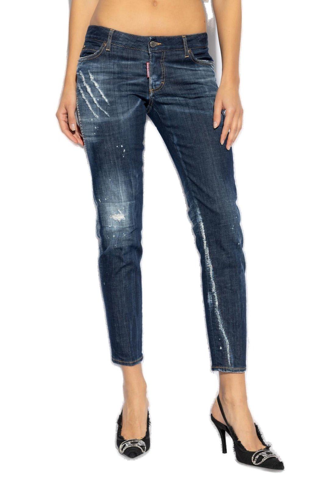 Shop Dsquared2 Jennifer Tapered Jeans In Denim