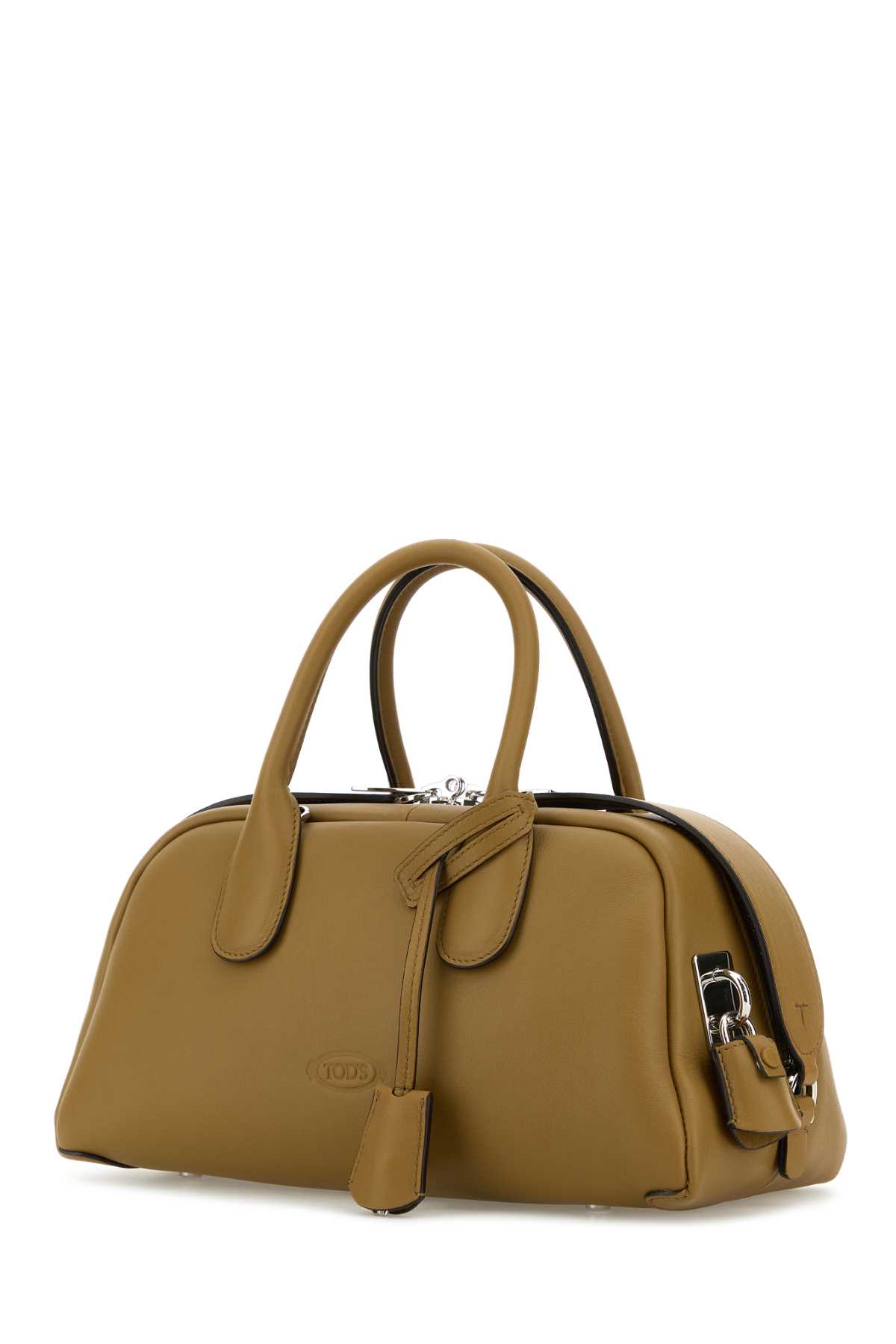 Shop Tod's Khaki Leather Small Darsena Handbag In S417