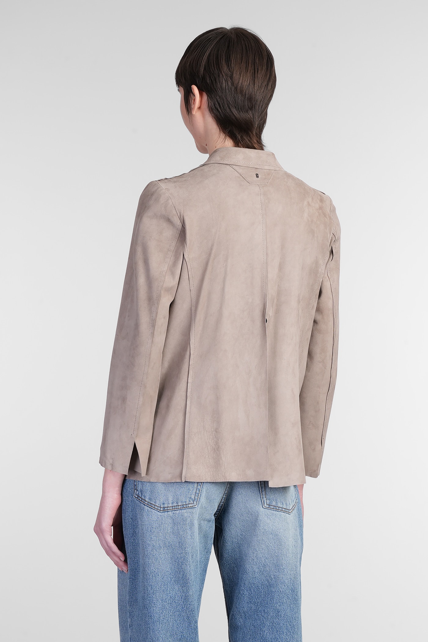 Salvatore Santoro Leather Jacket In Taupe Leather In Taupe