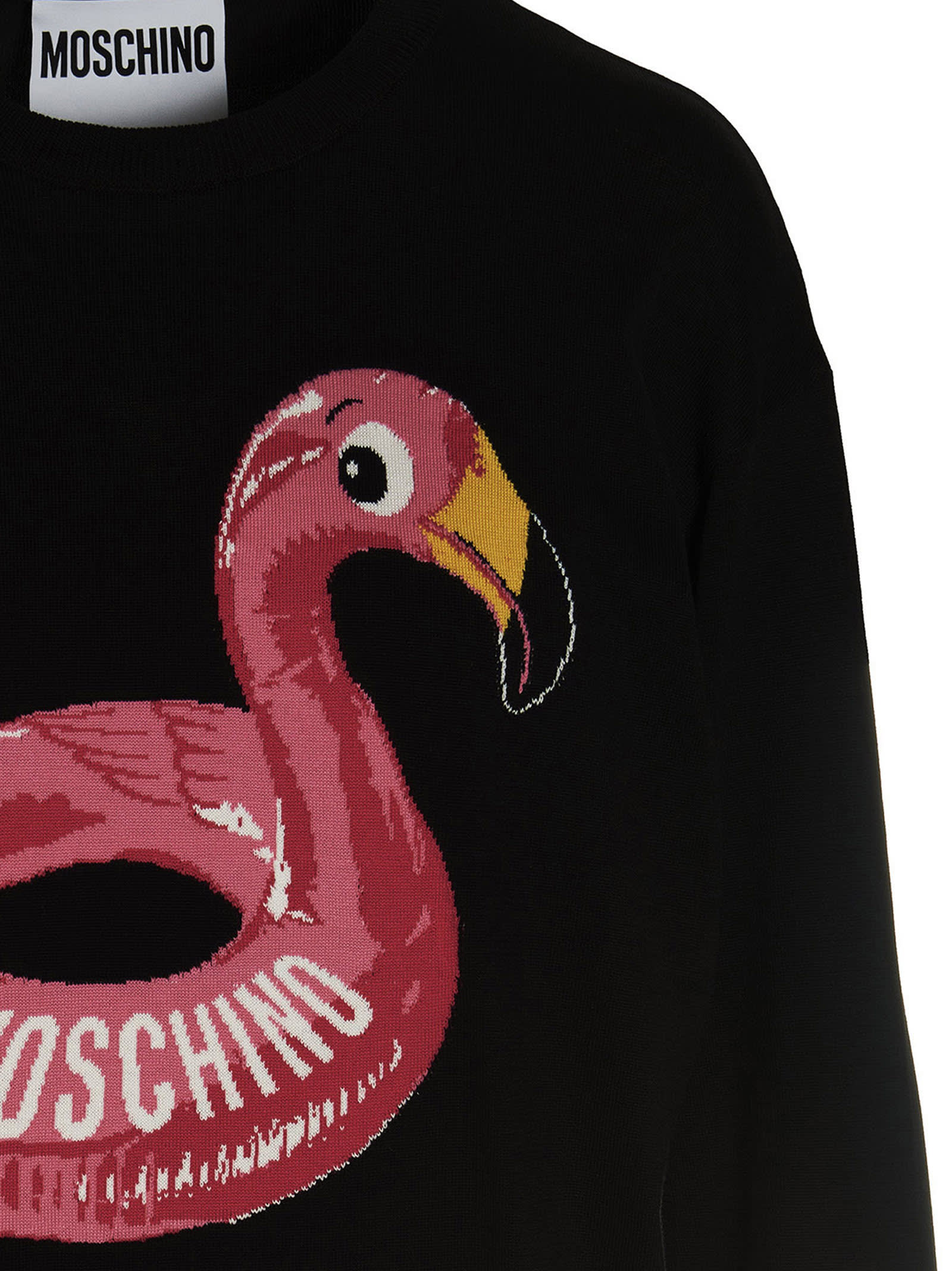 Shop Moschino Jacquard Logo Sweater In Black