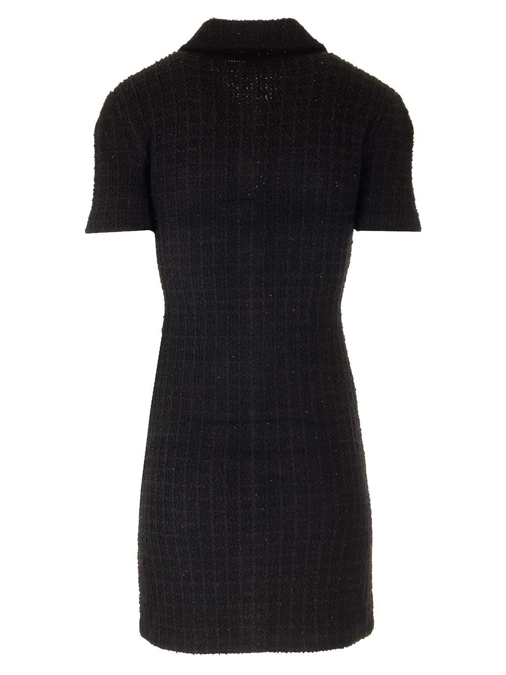 Shop Self-portrait Tweed Sheath Dress In Nero