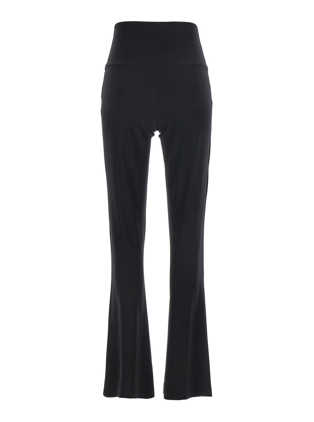 Norma Kamali Boot Black Pants With High Waist And Wide Leg In Tech Fabric Stretch Woman In Black