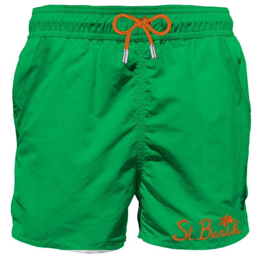 Mc2 Saint Barth Green Man Swim Shorts With Pocket