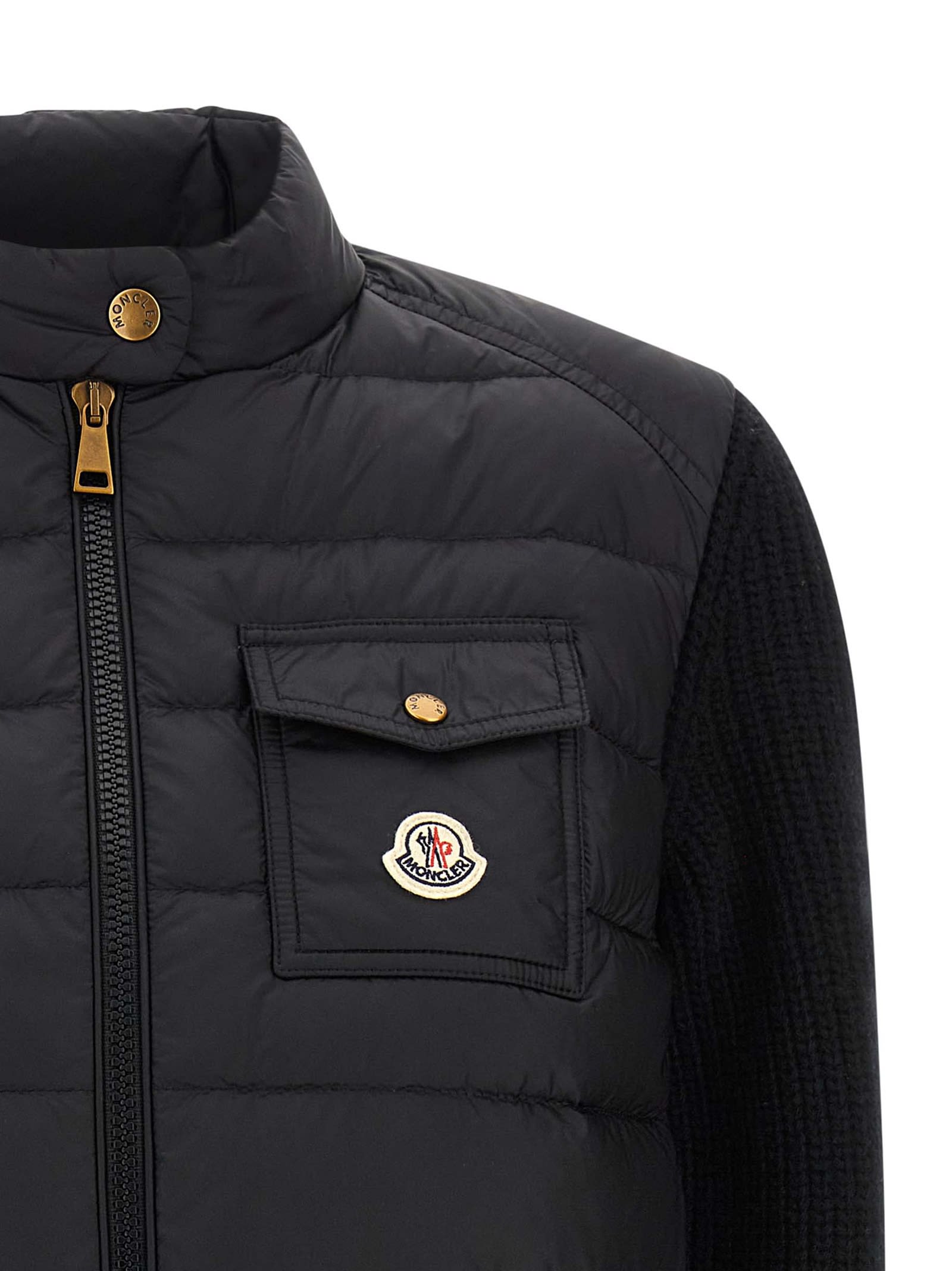 Moncler Padded Cardigan Puffer Jackets Black In Blue