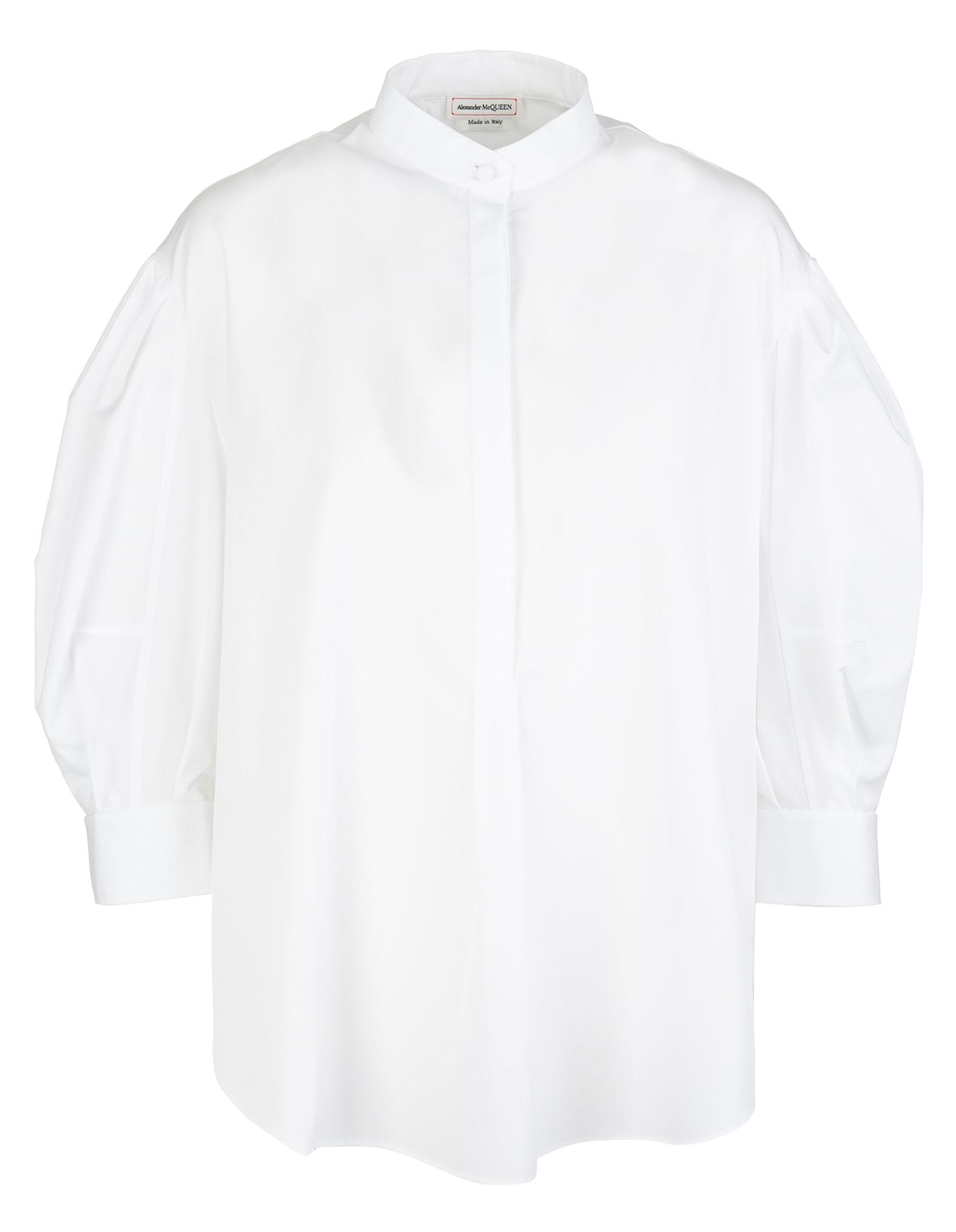 Alexander Mcqueen Woman White Cotton Poplin Shirt In Optical White