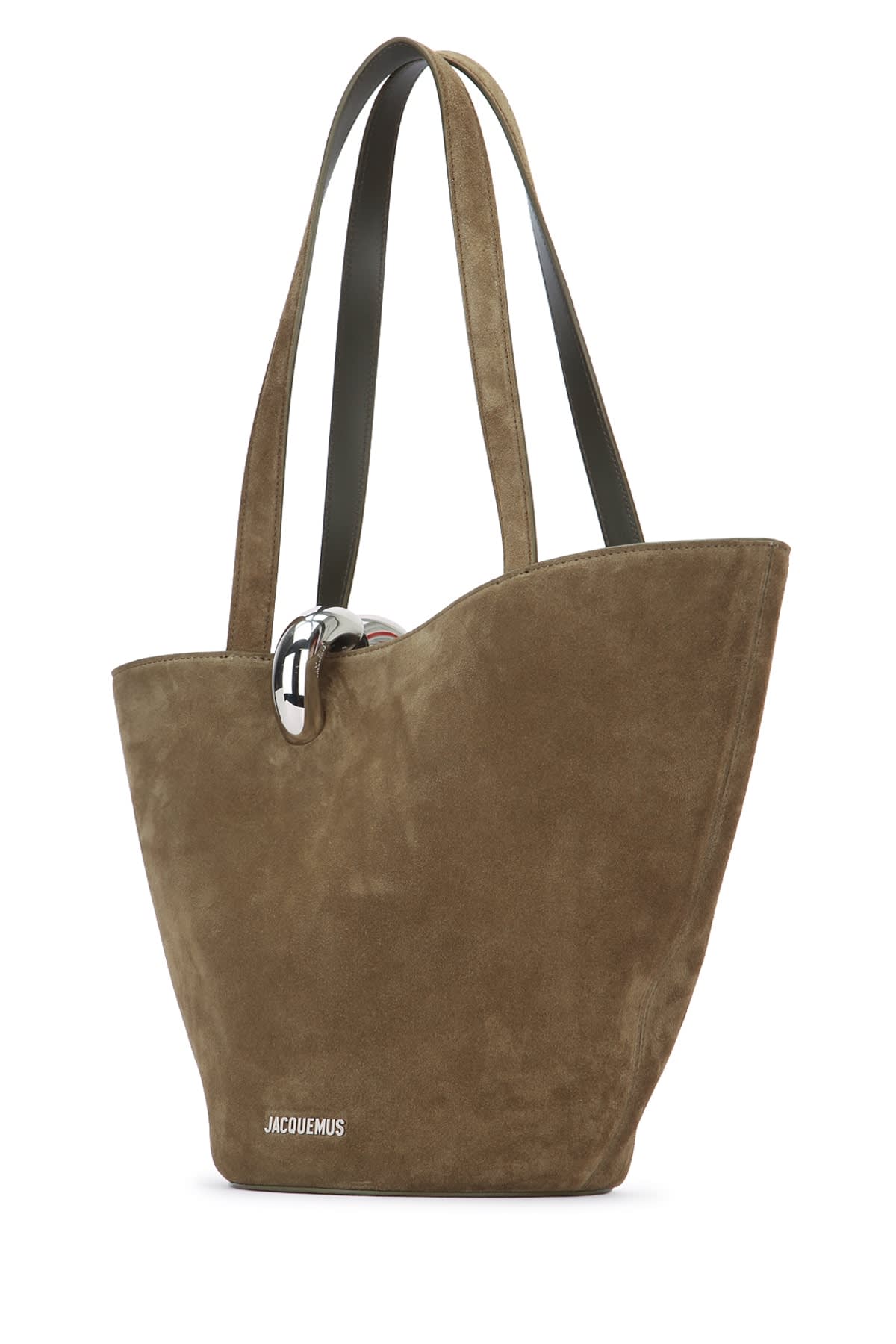 Jacquemus Medium Suede Shoulder Bag With Double Handles In Brown