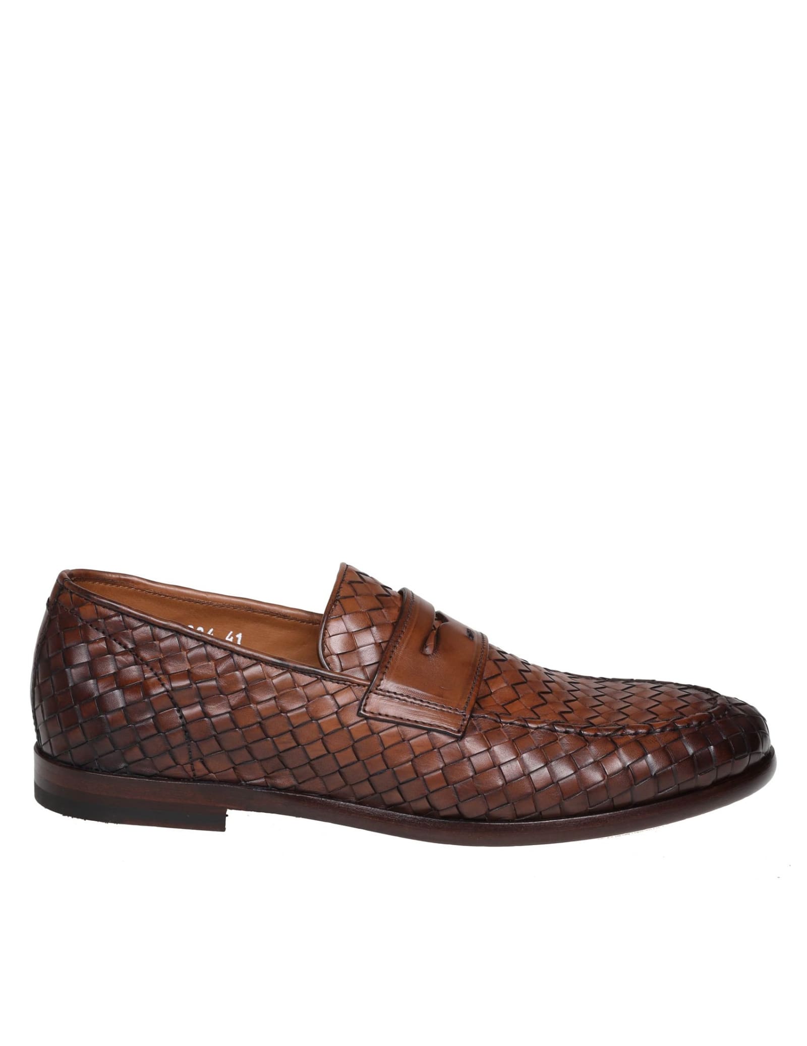 DOUCAL'S PENNY LOAFER IN BRAIDED LEATHER COLOR