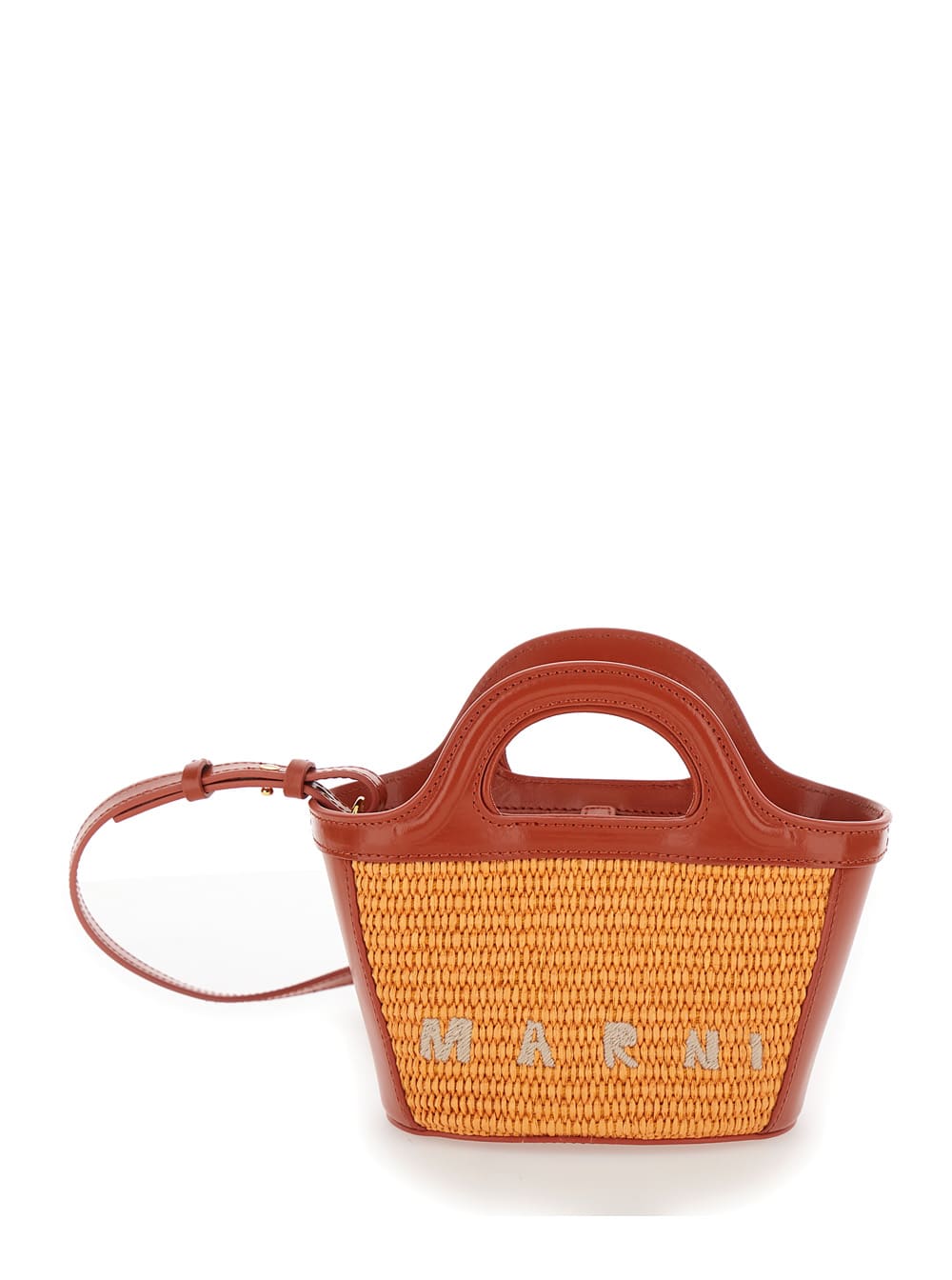 tropicalia Micro Beige Handbag With Logo Lettering Detail In Leather And Rafia Effect Fabric Woman