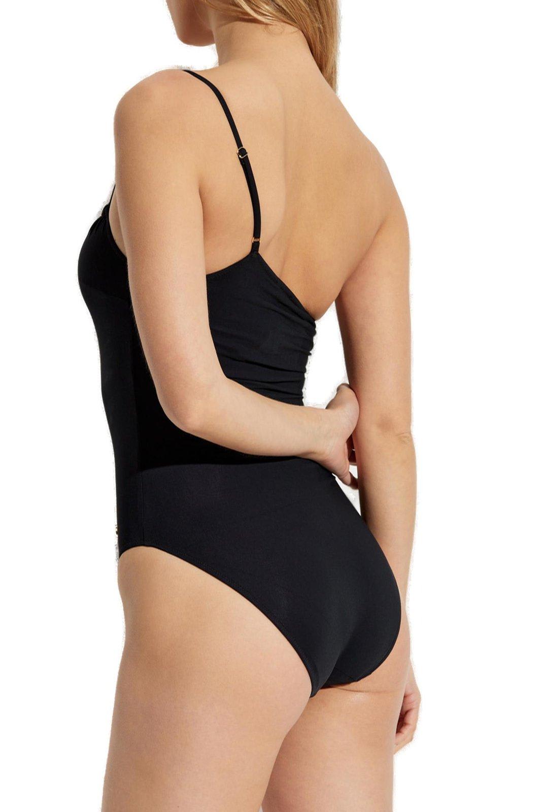 Dolce & Gabbana One-piece One-shoulder Swimsuit In Black