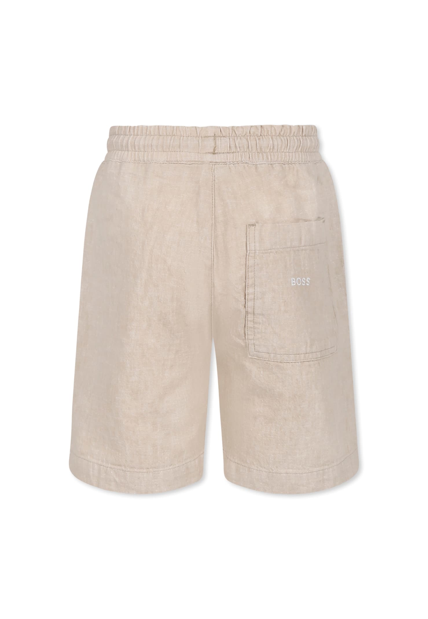Hugo Boss Beige Shorts For Boy With Logo In Beige