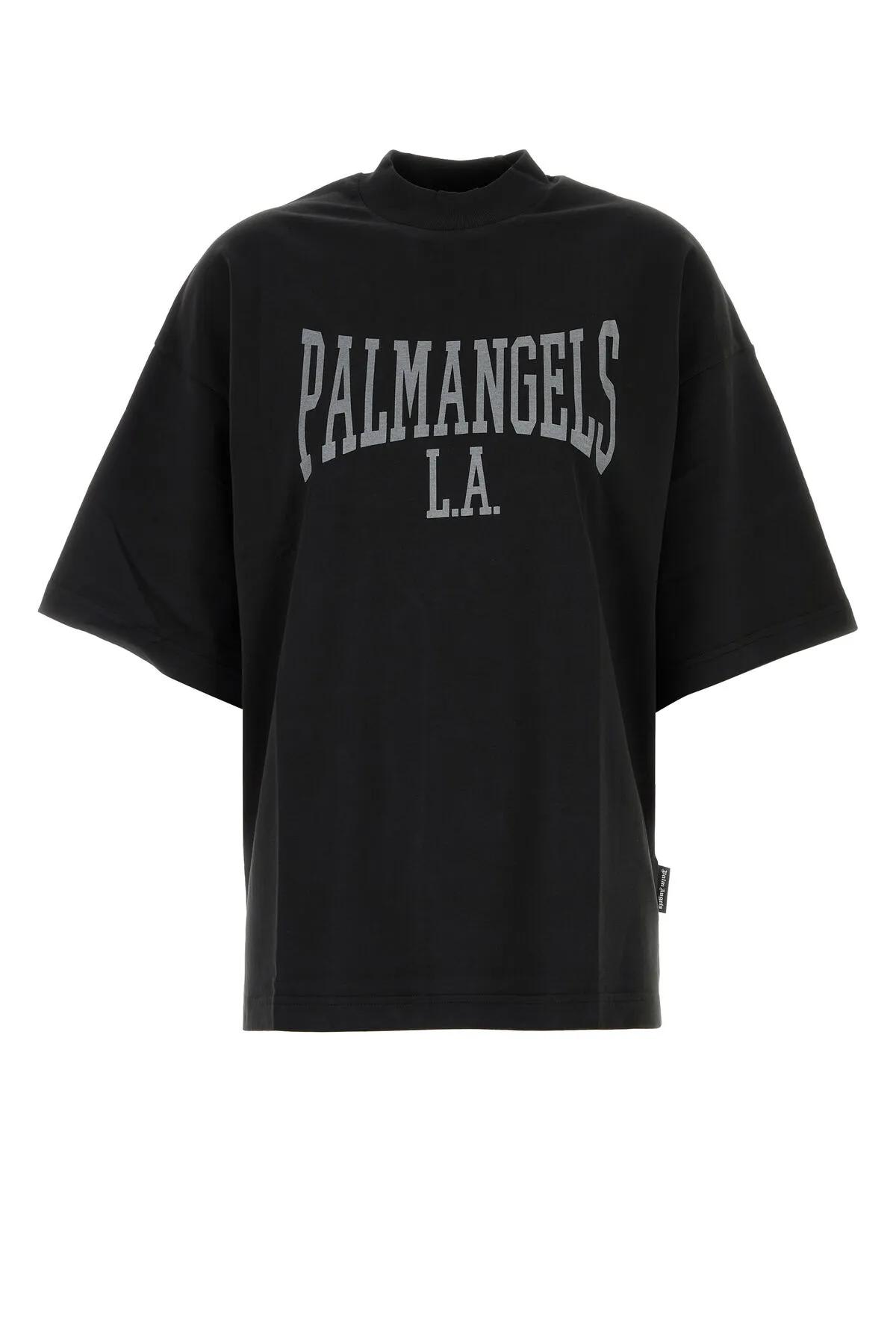 Shop Palm Angels Black Cotton Oversize T-shirt In Black Grey