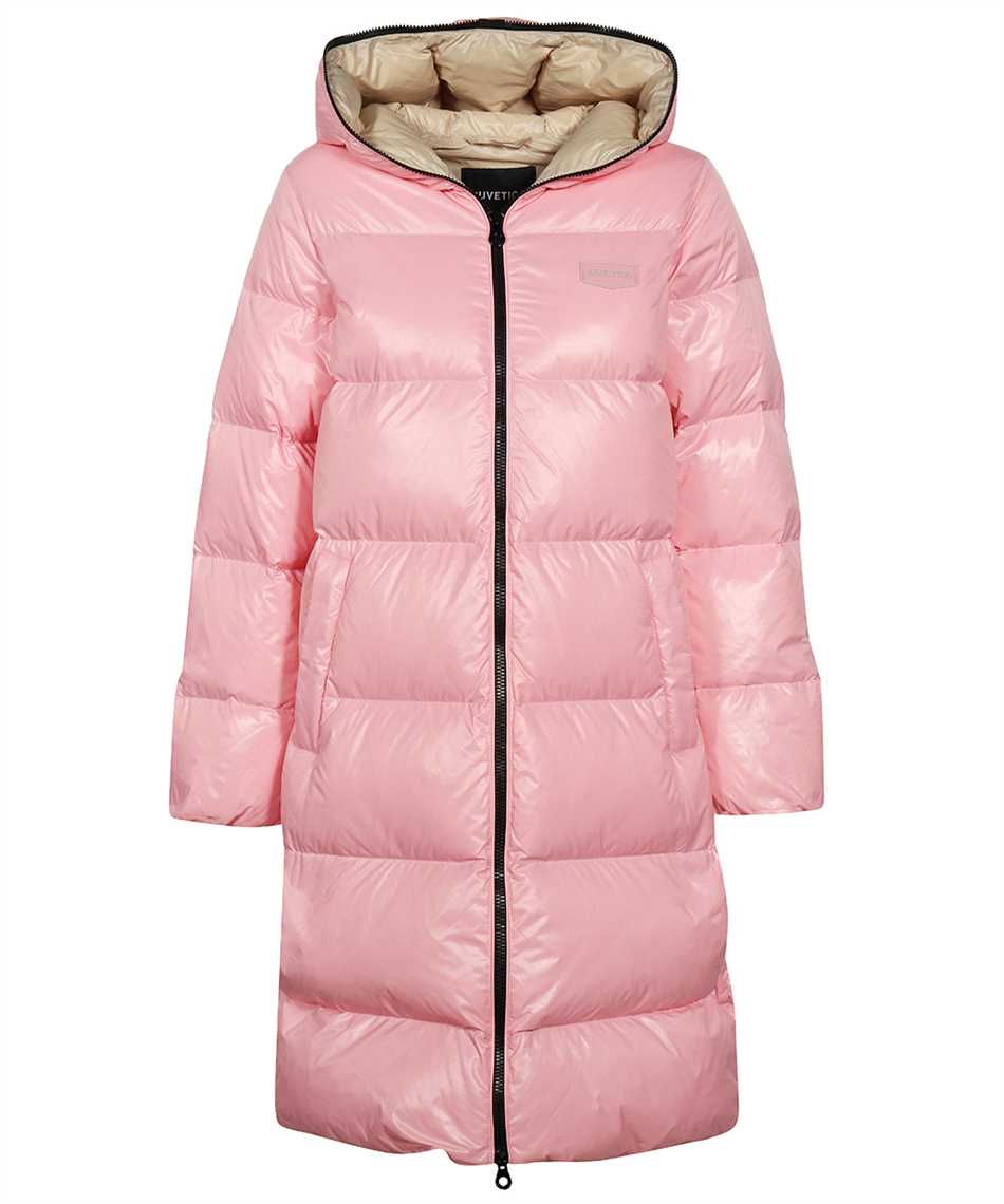 Shop Duvetica Long Hooded Full-zip Down Jacket In Pink