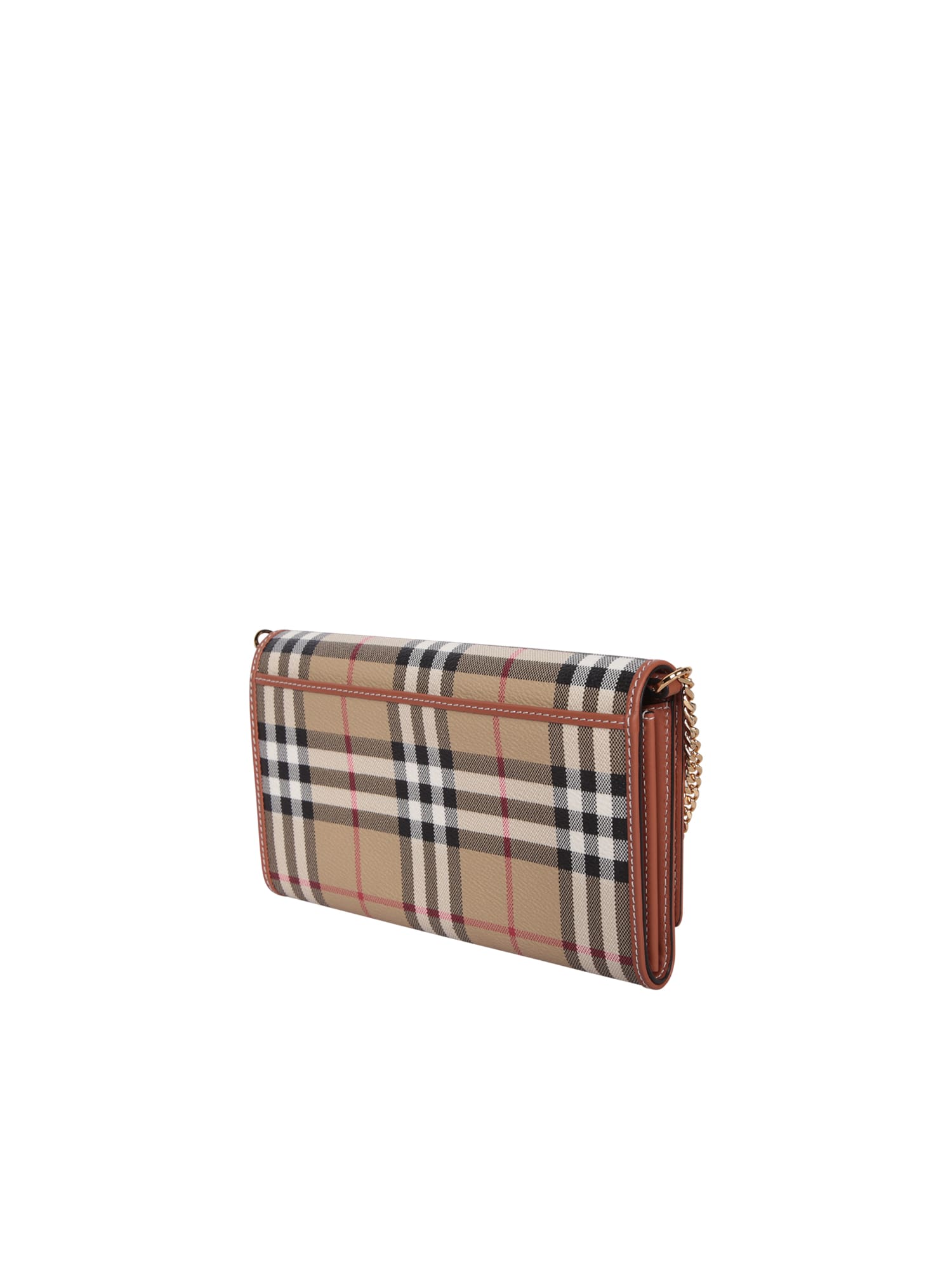 Shop Burberry Hannah Trac Check Beige Bag