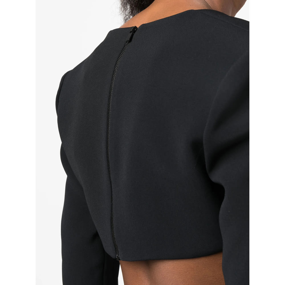 David Koma Plunging-neck Crop Top In Black