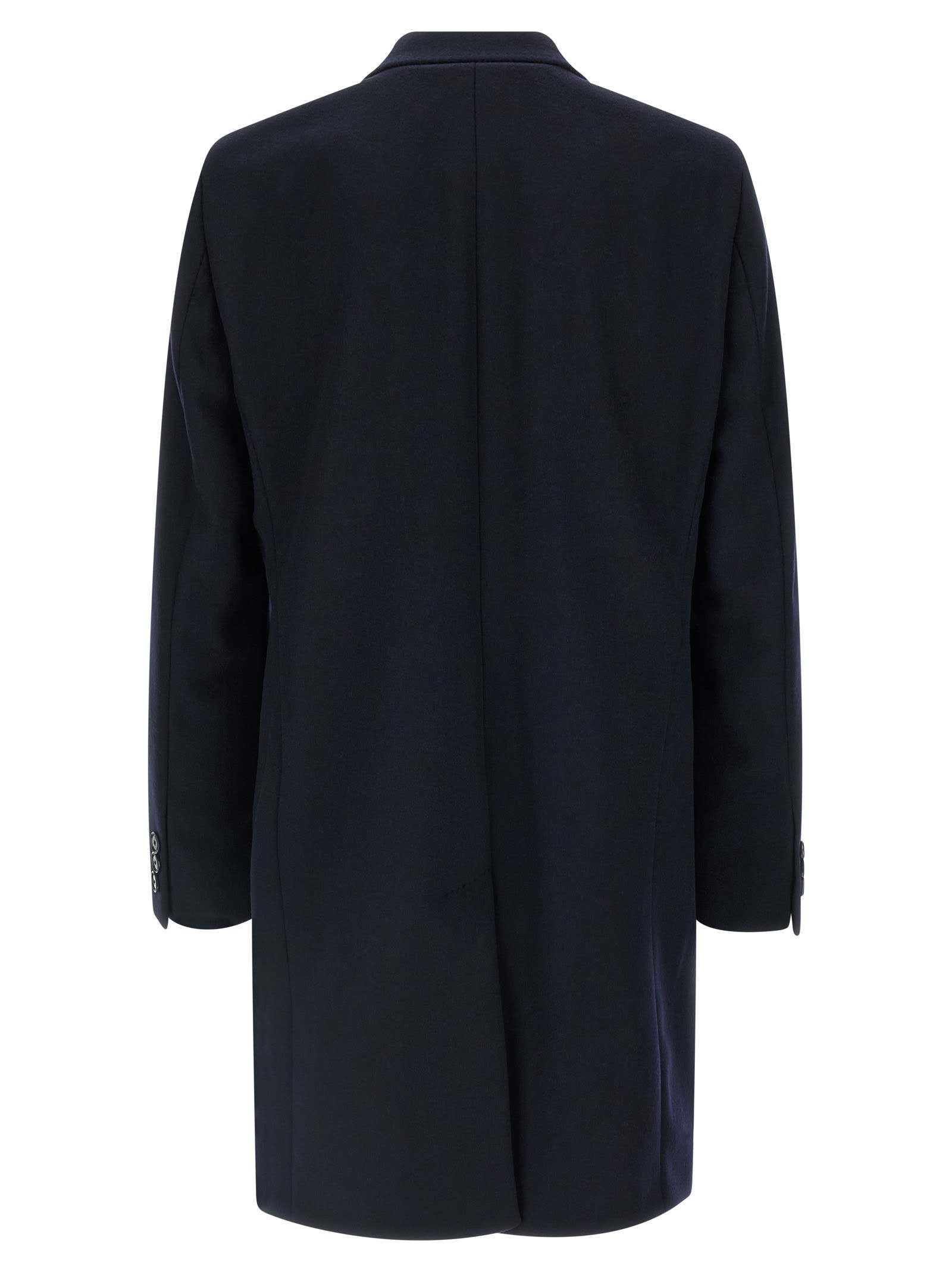 Hugo Boss Button Single-breasted Coat In Blue