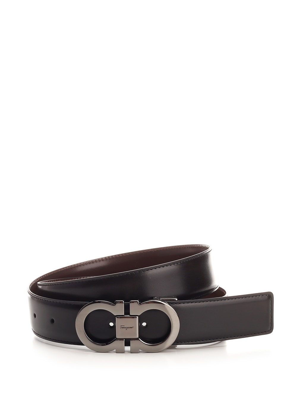 Shop Ferragamo Black/brown Gancini Reversible Belt