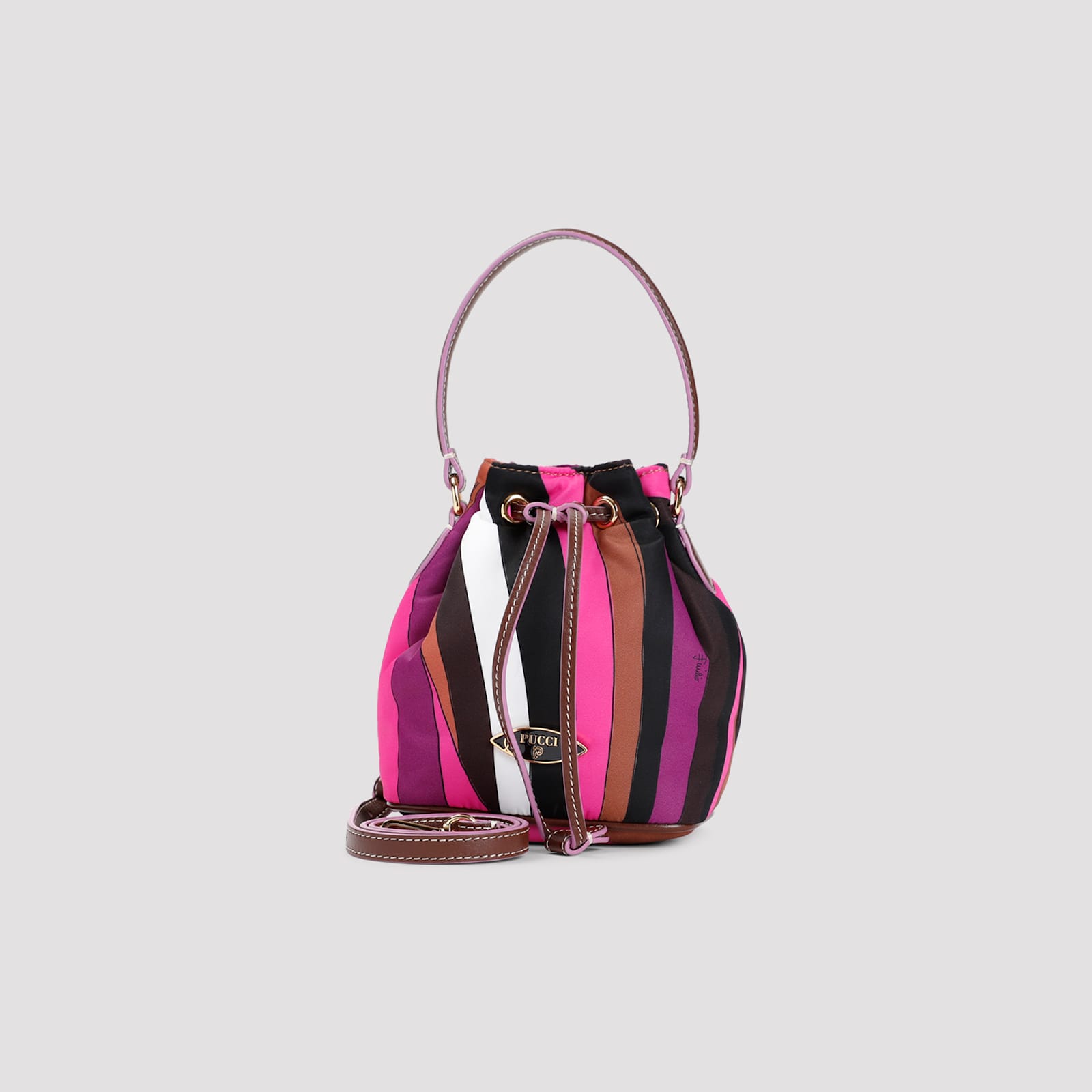 Shop Pucci Drawstring Pouch Bag Small In Fuxia Marrone