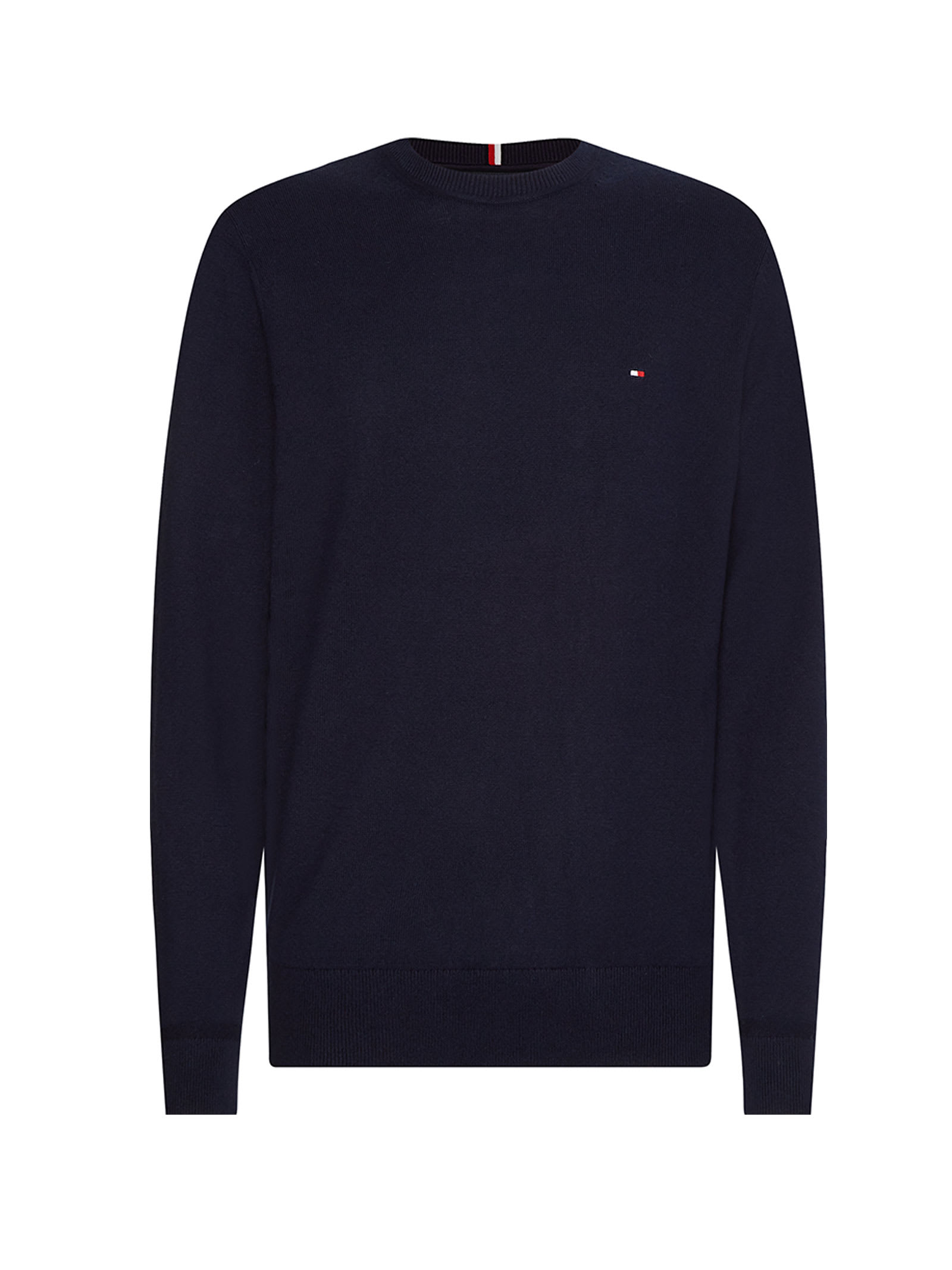 TOMMY HILFIGER NAVY BLUE CREW-NECK SWEATER WITH MINI LOGO