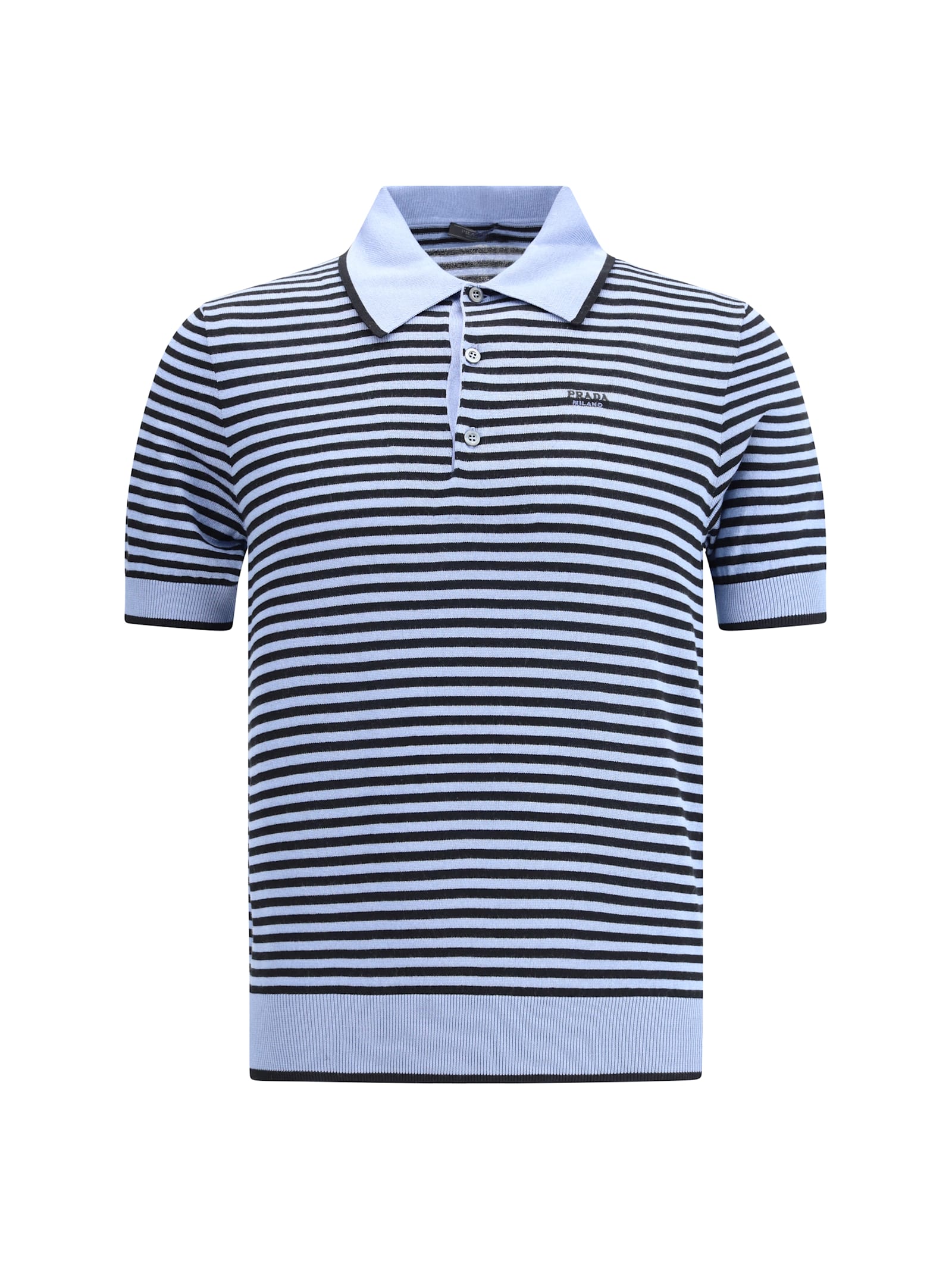 Prada Striped Polo Sweater In Pattern