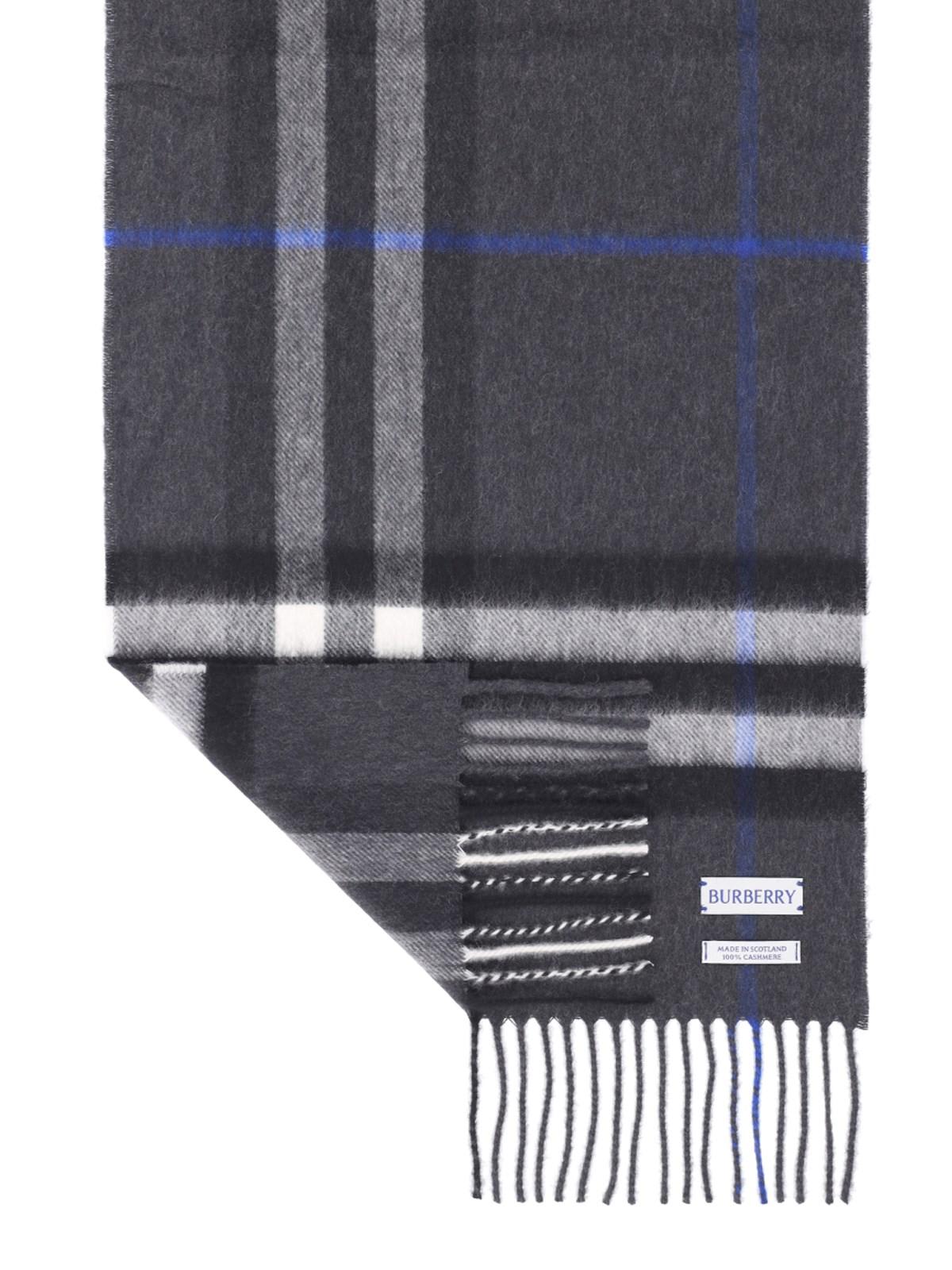 Shop Burberry Check Scarf In Dark Charcoal