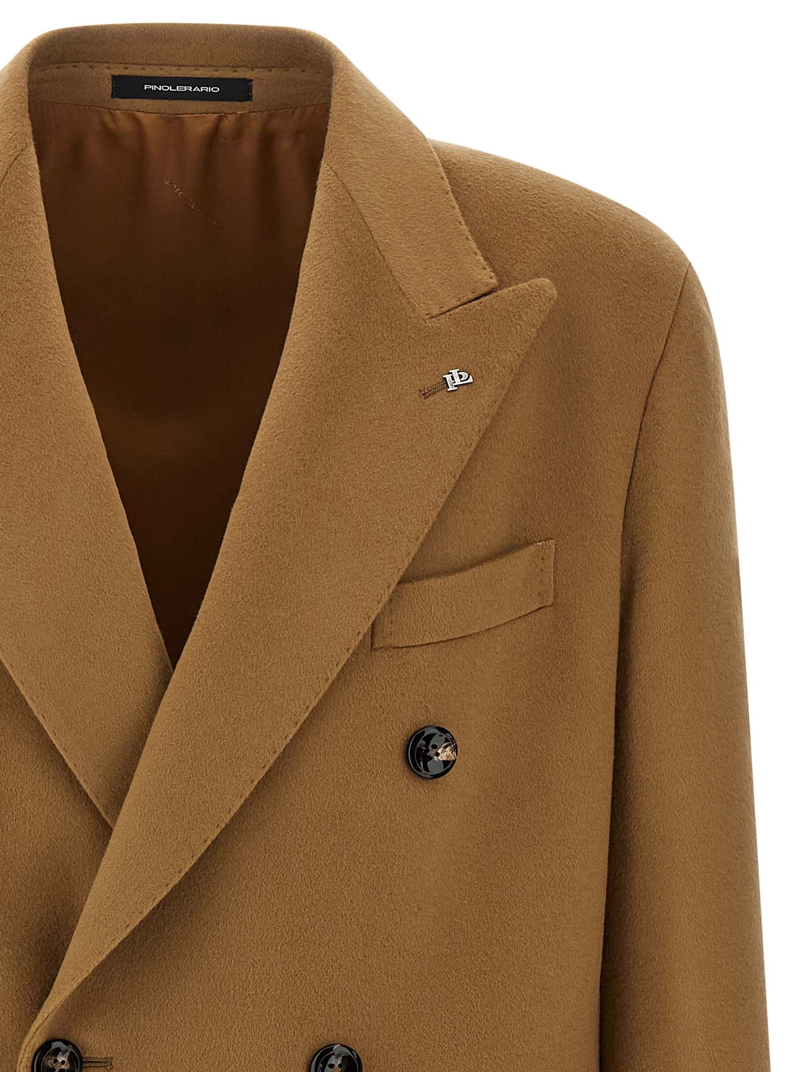 Tagliatore Double-breasted Londra Coat Featuring Pockets In Brown