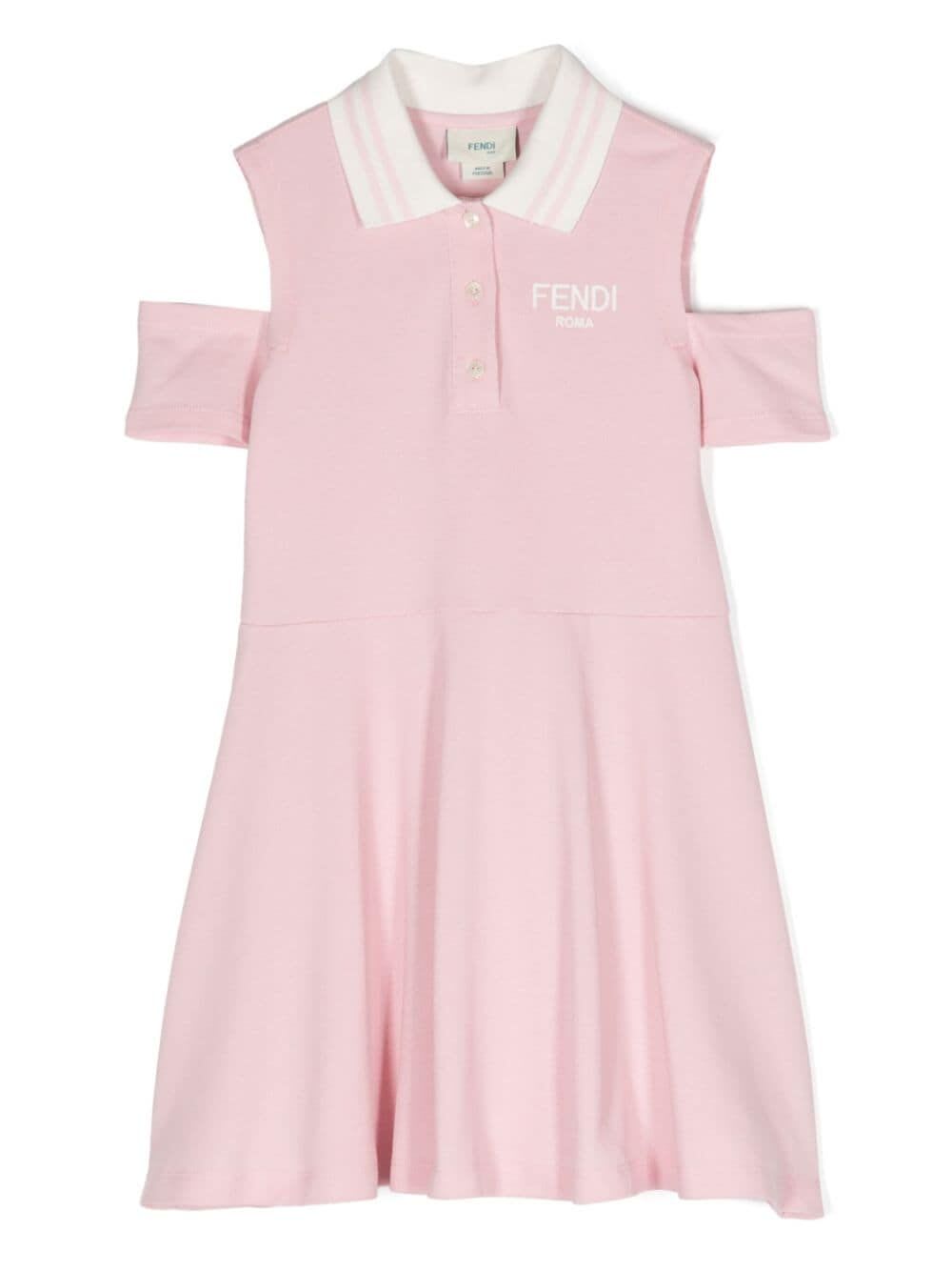 Fendi Kids' Cotton Piquet Dress In Pink