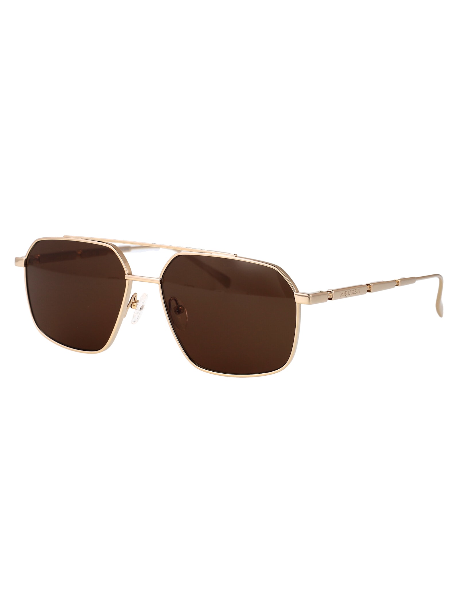 Alexander Mcqueen Am0477s Sunglasses In Gold-gold-brown