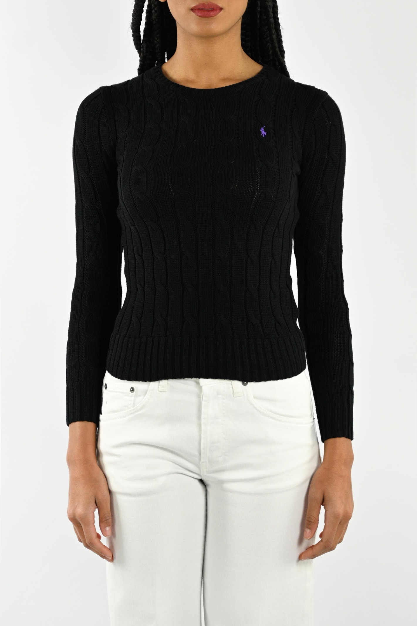 Shop Polo Ralph Lauren Crew Neck Sweater In Black