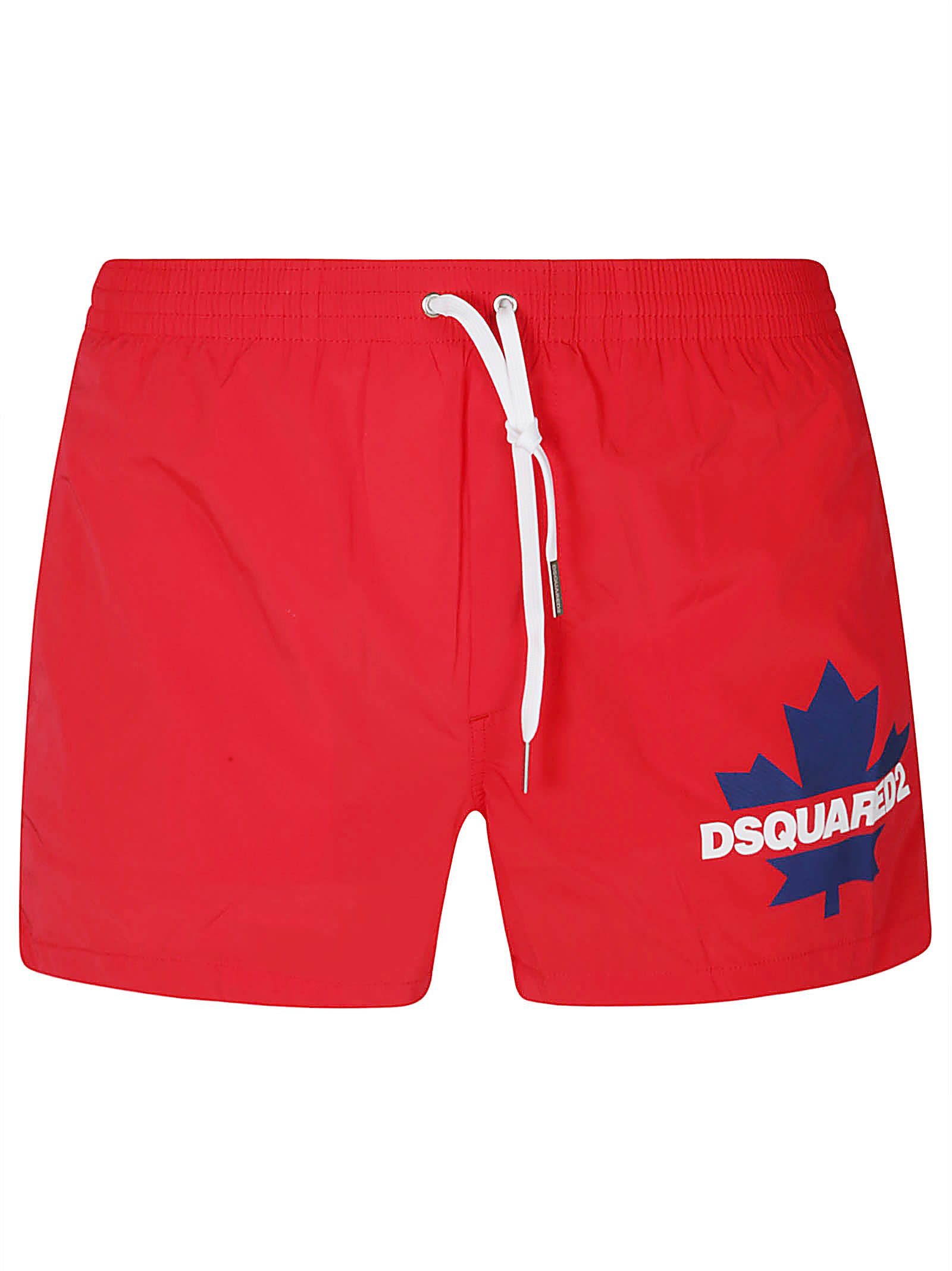 Shop Dsquared2 Leaf Logo Print Swim Shorts In Red