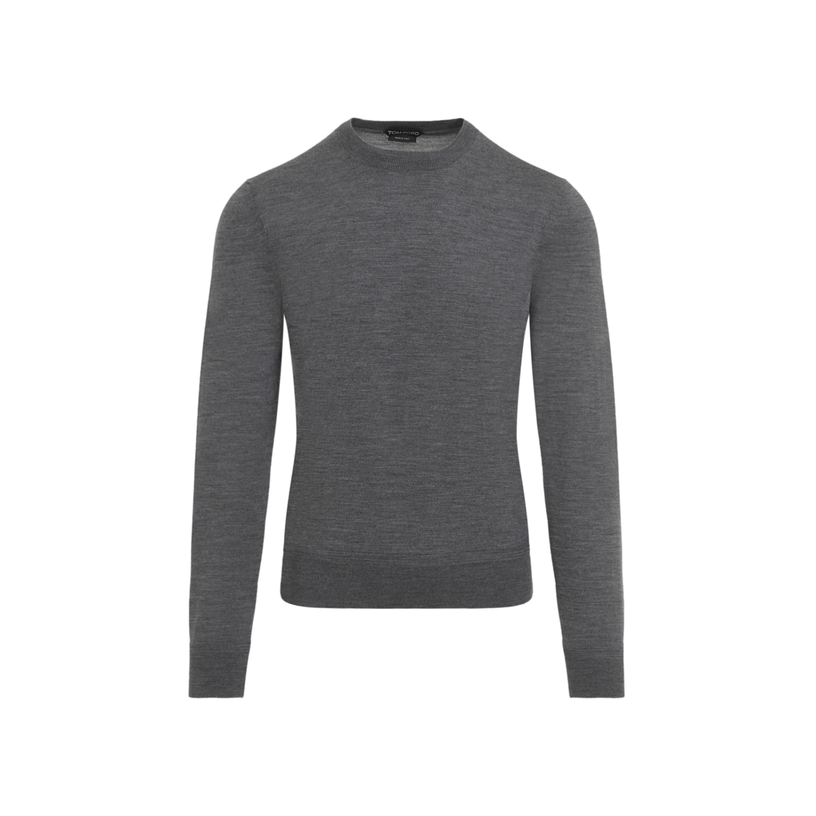 Shop Tom Ford Merino Wool Roundsweater In Light Charcoal