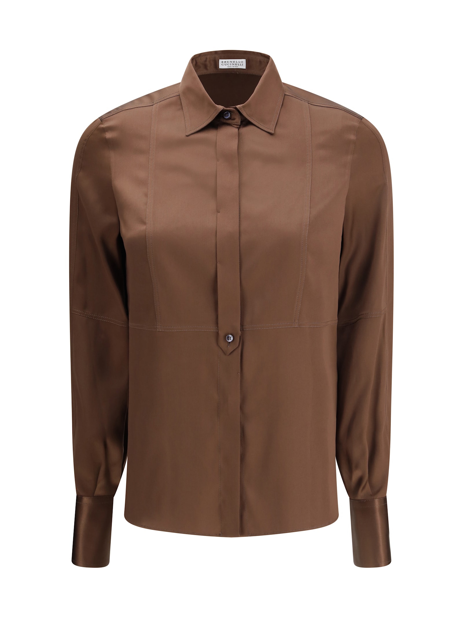 Brunello Cucinelli Silk Shirt In Brown