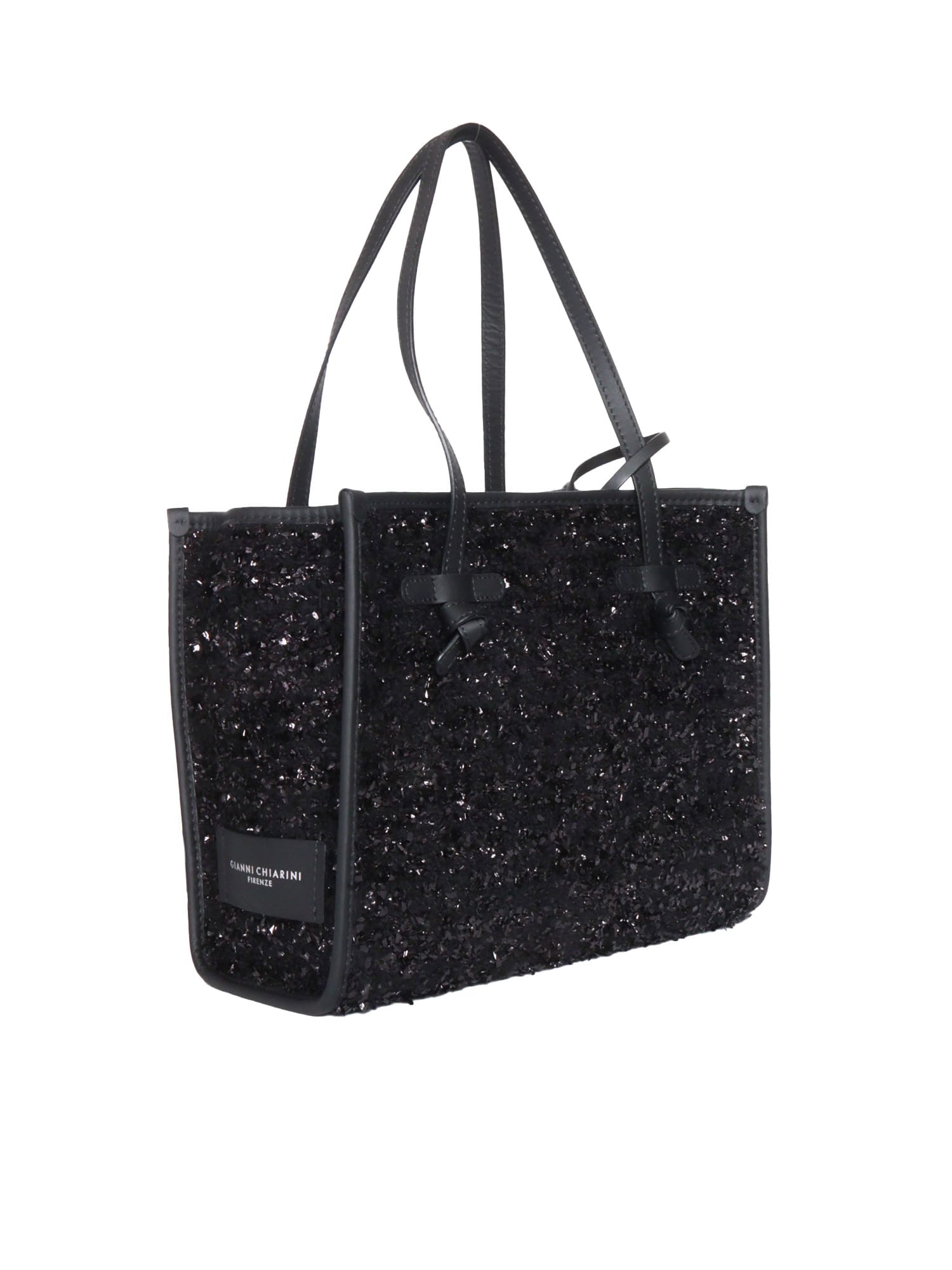 Shop Gianni Chiarini Fabric And Leather Bag In Black