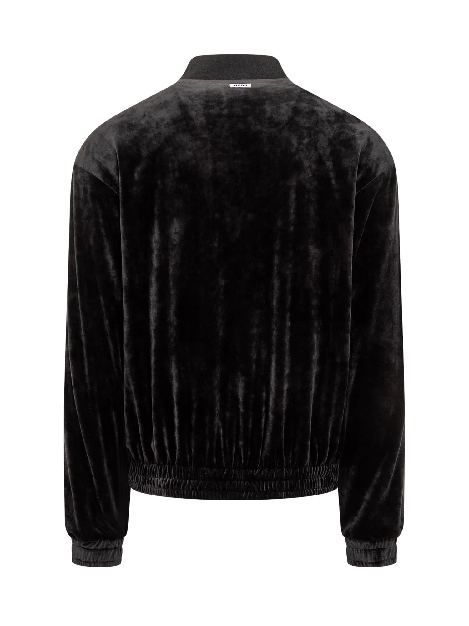 Shop Gcds Velvet Sweatshirt In Black