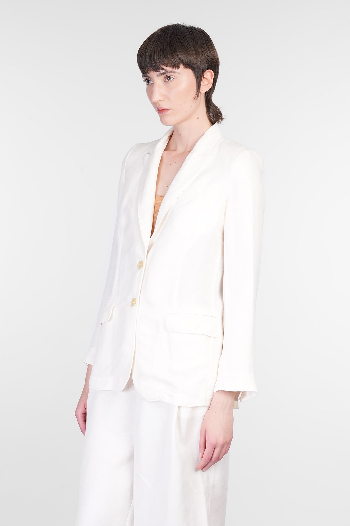 120% Lino Blazer In Beige Linen