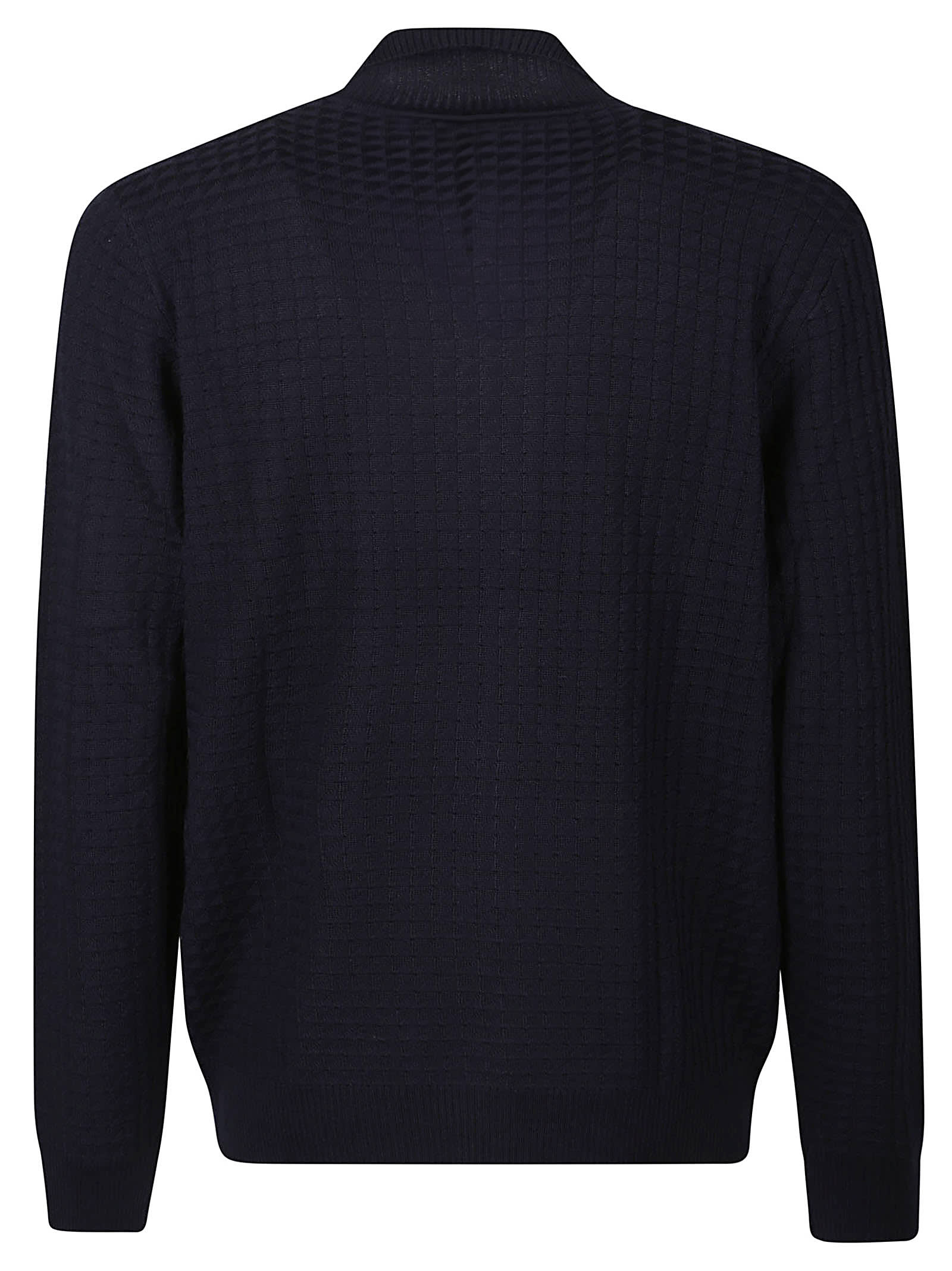 Shop Emporio Armani Full Zip Sweater In Blu Acciaio