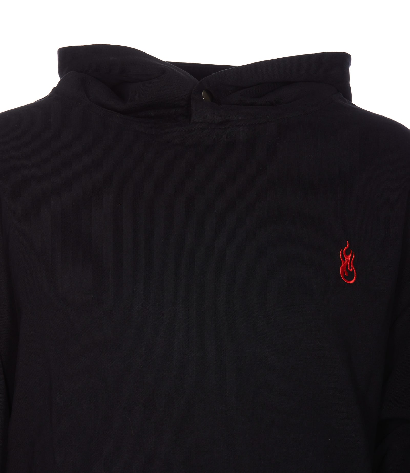 Shop Vision Of Super Hoodie With Flames Logo In Black